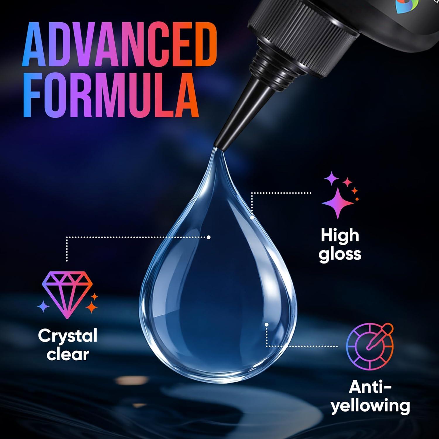 Kit de Resina UV Craft 500g Cristal Claro Baja Viscosidad