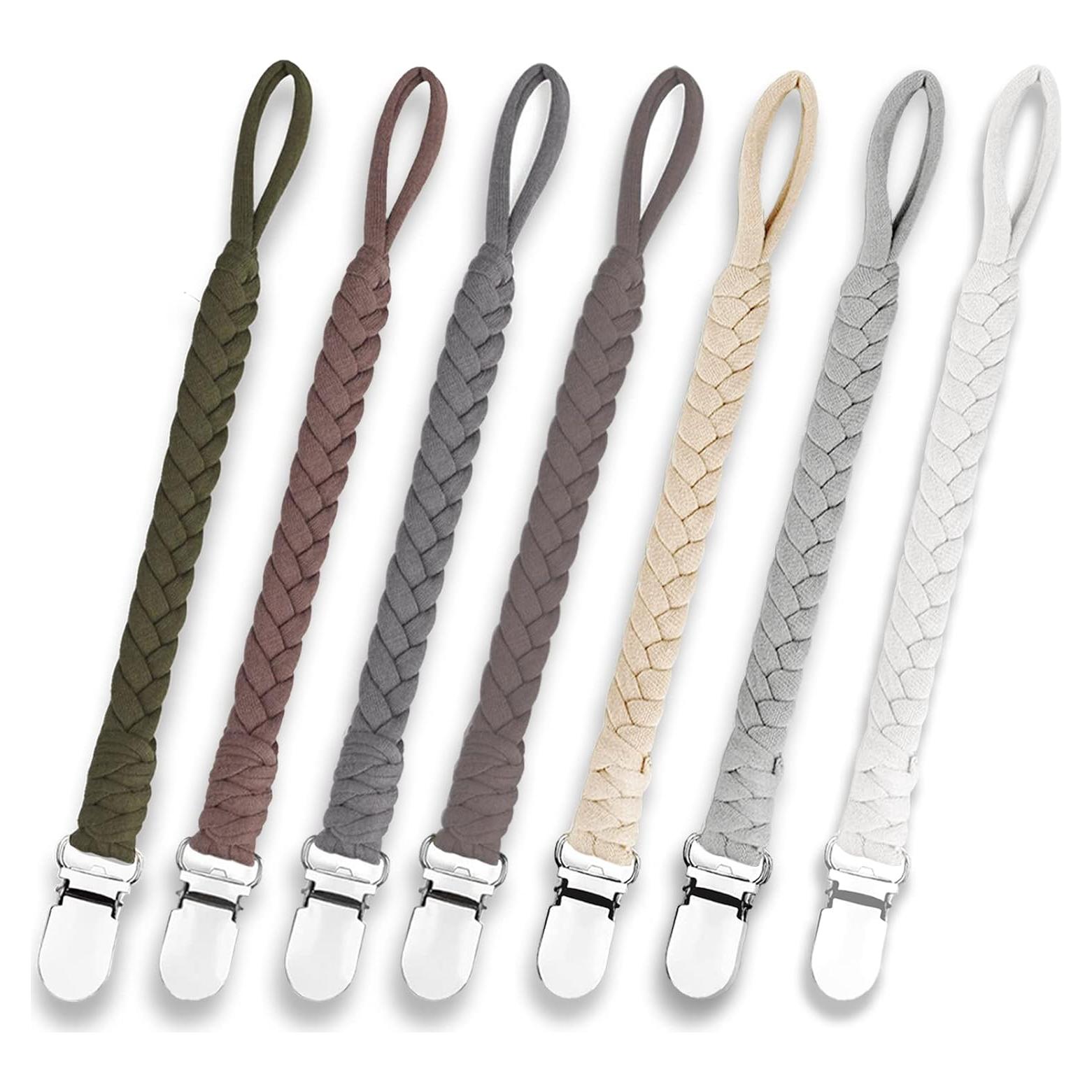 7 Clips de Chupete Trenzados Duludulu Unisex 100% Algodón