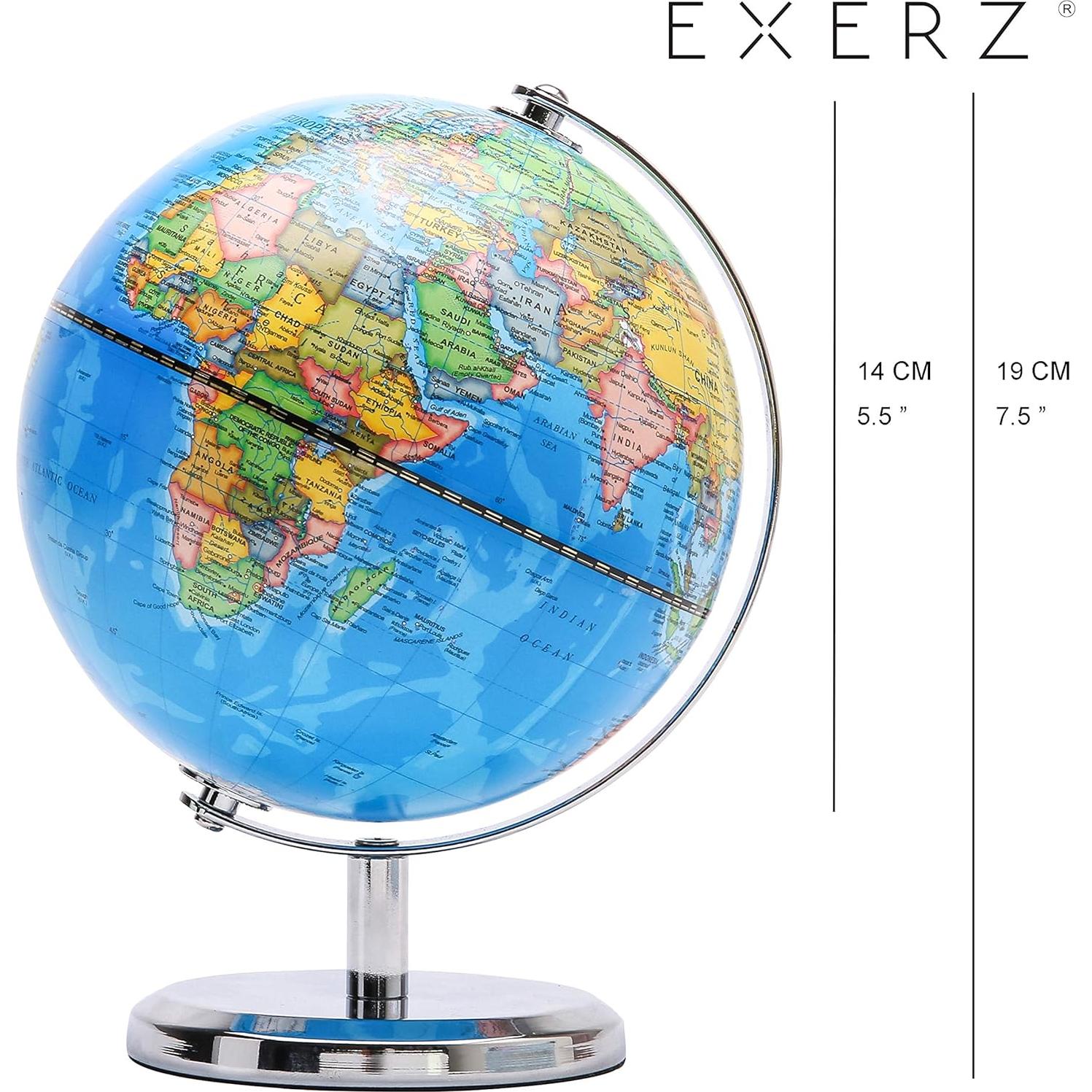 Globo Terráqueo Exerz 14 cm Político Educativo - Base Acero