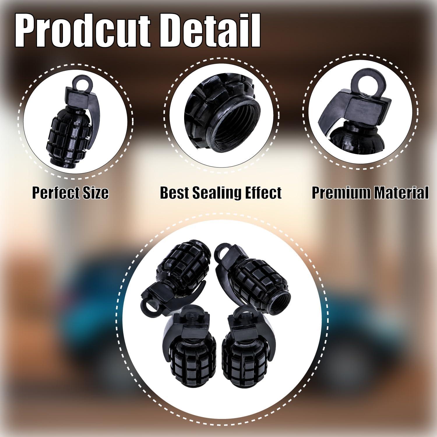 4 Tapas de Válvula de Neumático MEAJOO Acero Inoxidable Negro