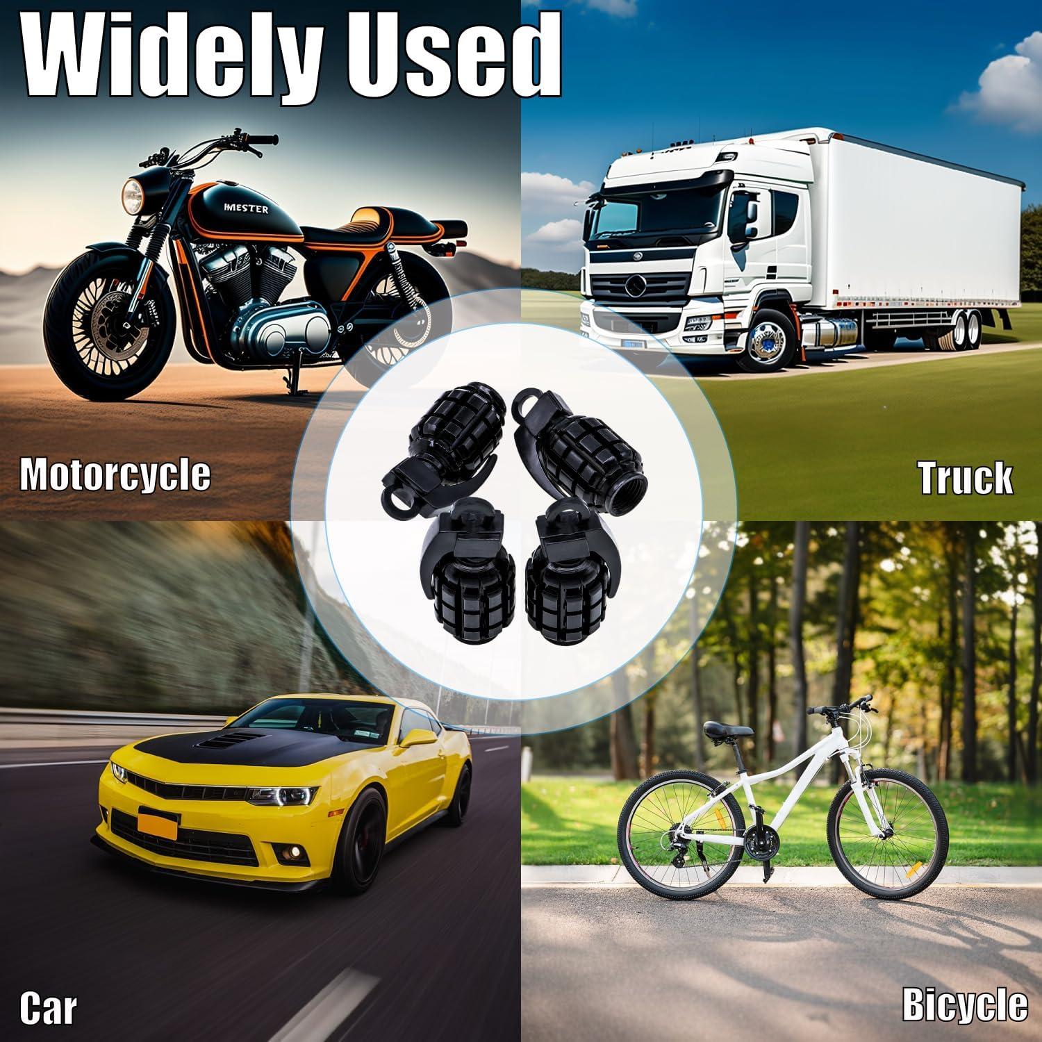 4 Tapas de Válvula de Neumático MEAJOO Acero Inoxidable Negro