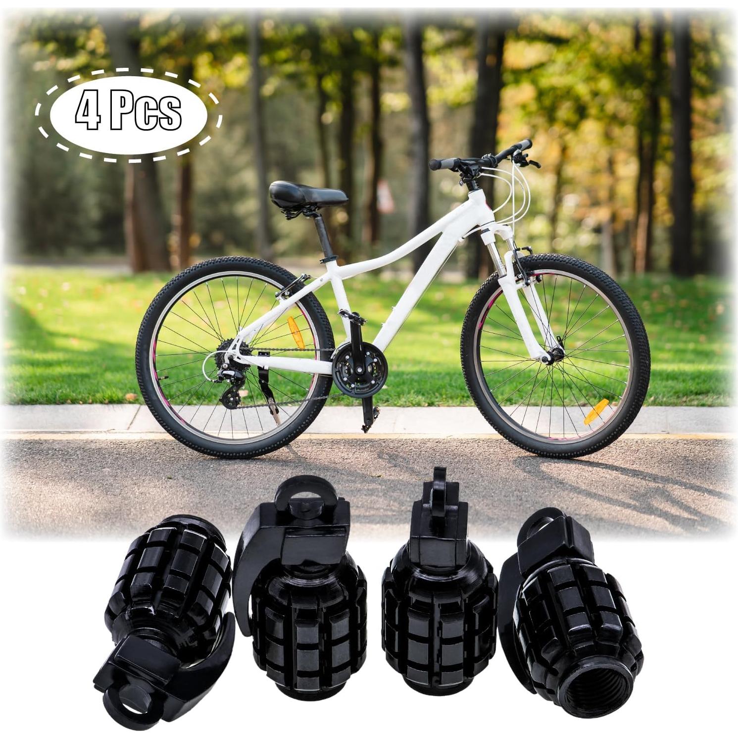 4 Tapas de Válvula de Neumático MEAJOO Acero Inoxidable Negro