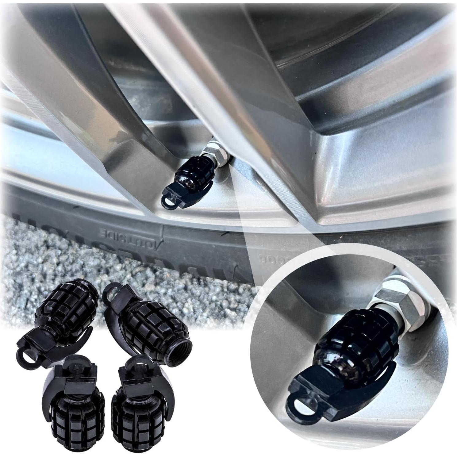 4 Tapas de Válvula de Neumático MEAJOO Acero Inoxidable Negro