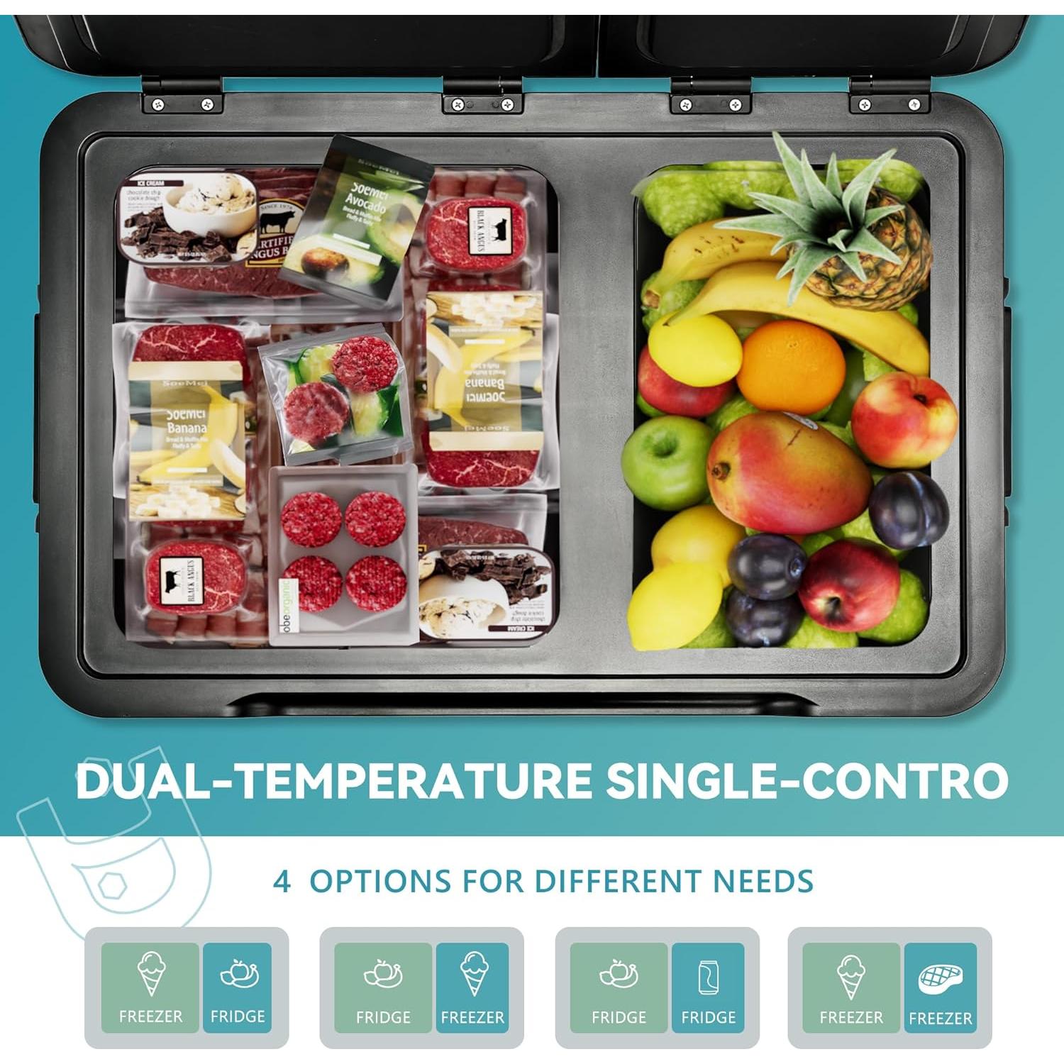 Refrigerador EUHOMY 48QT Doble Zona 12V/24V Portátil