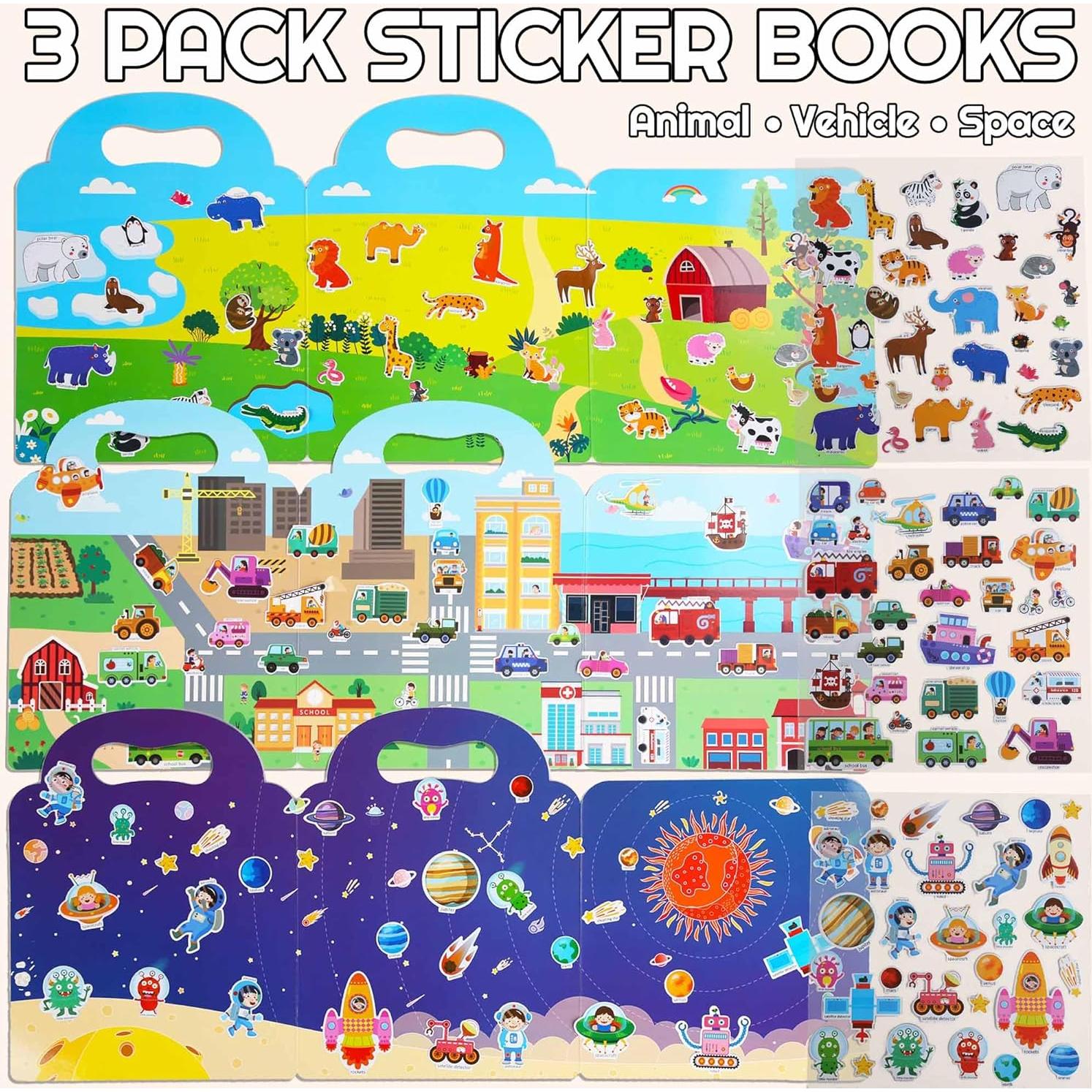 3 Libros de Pegatinas Espumosas iGetooy para Niños 2-4 Años