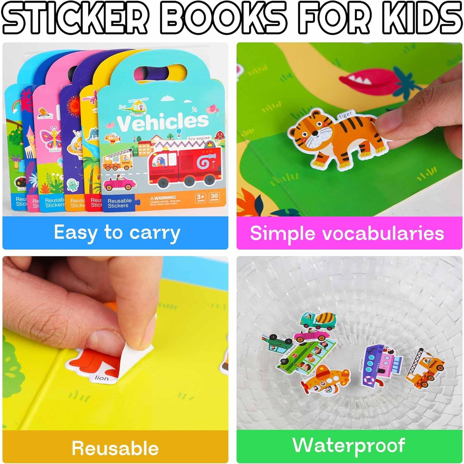 3 Libros de Pegatinas Espumosas iGetooy para Niños 2-4 Años