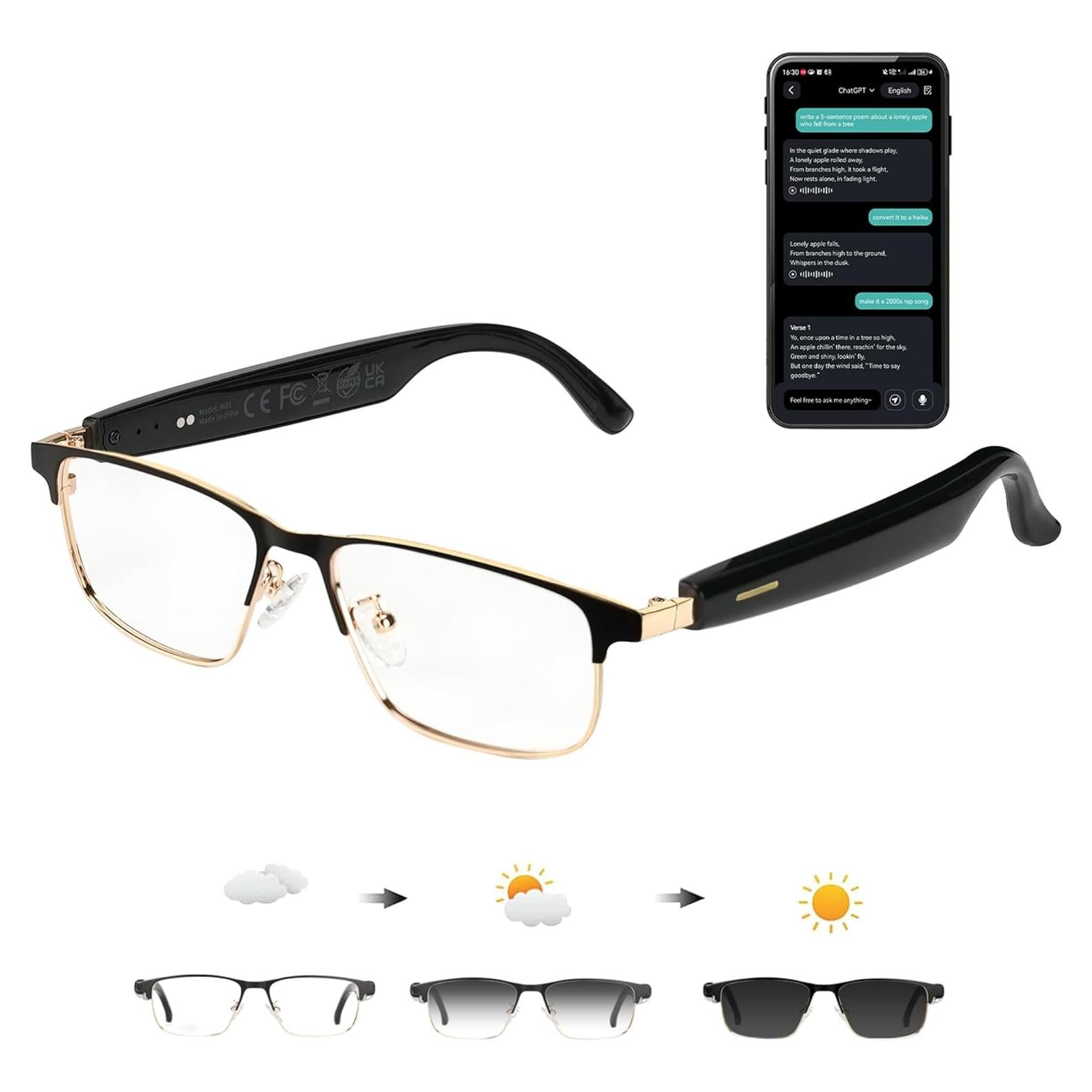 Gafas Inteligentes de Traducción OICIIDO con Bluetooth y Lentes que Cambian de Color