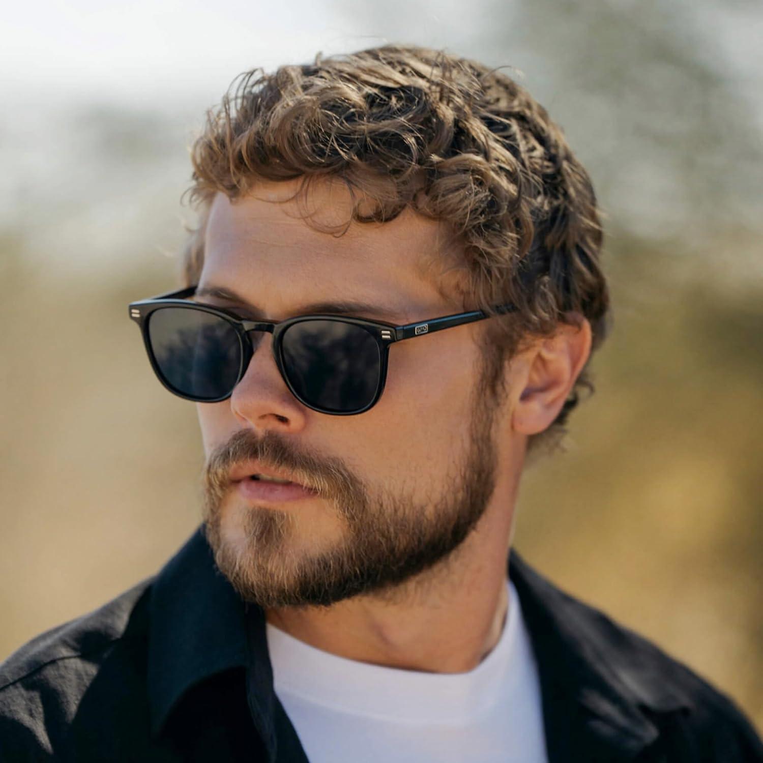 Gafas de Sol WMP Hombre Cuadradas Polarizadas Marco Negro