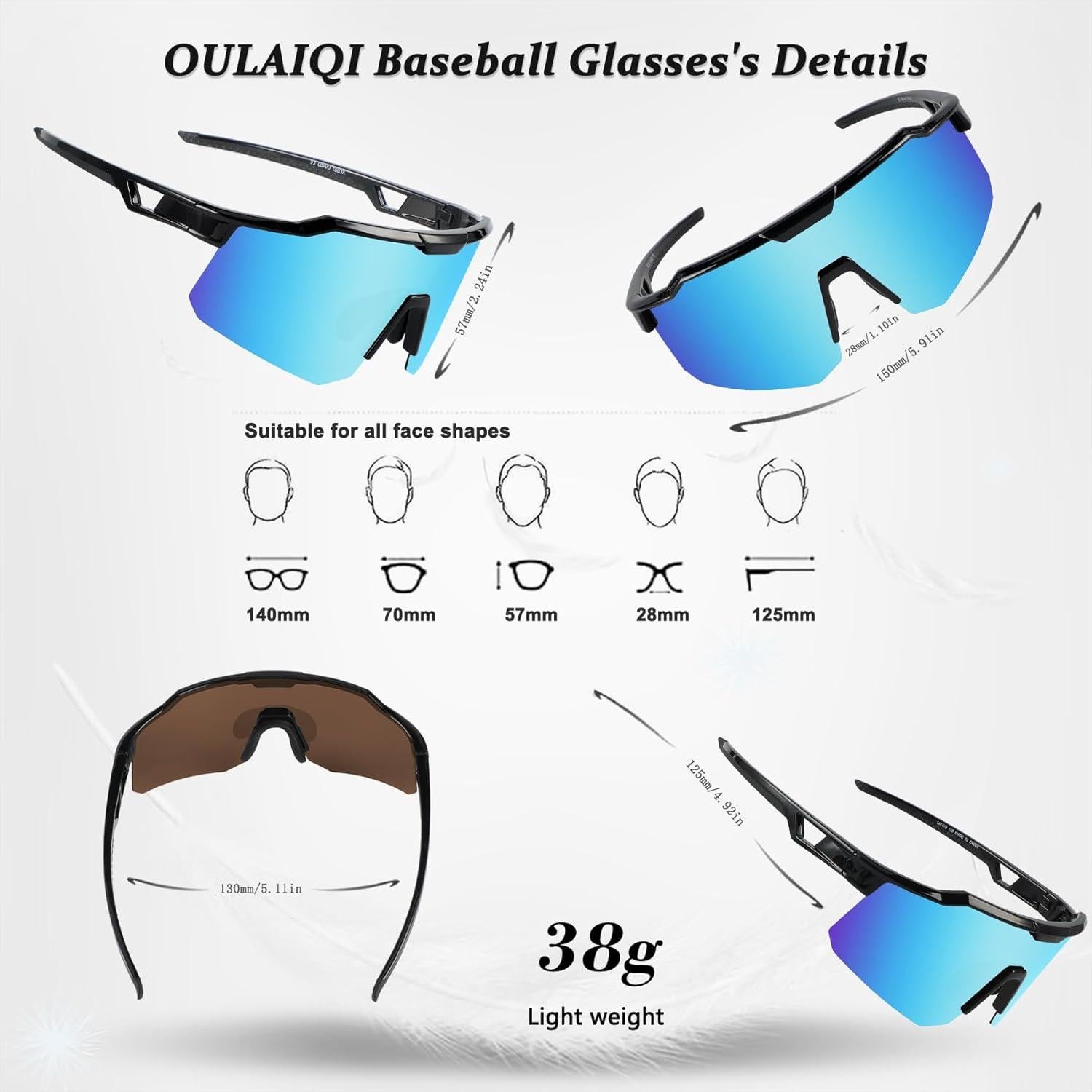 Gafas de sol deportivas OULAIQI UV400 para ciclismo y béisbol