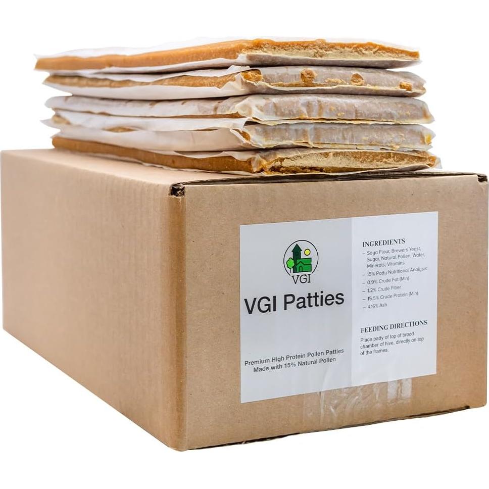 Pastillas de Polen para Apicultura Global Patties - 15% Polen Natural, 15.5% Proteína, Paquete de 5