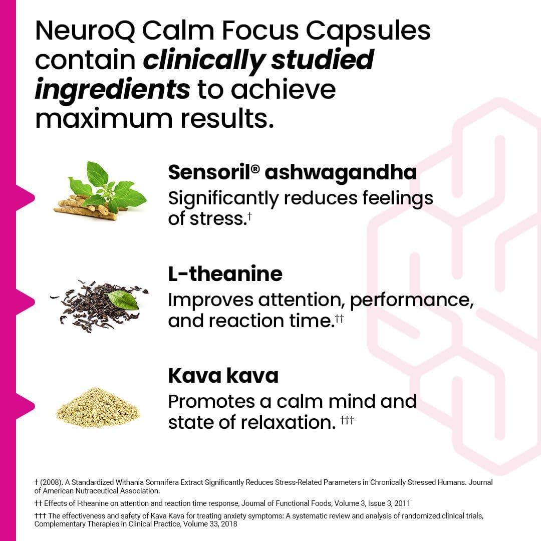 Cápsulas NeuroQ Calm Focus - Suplemento Antiestrés 60 Unidades