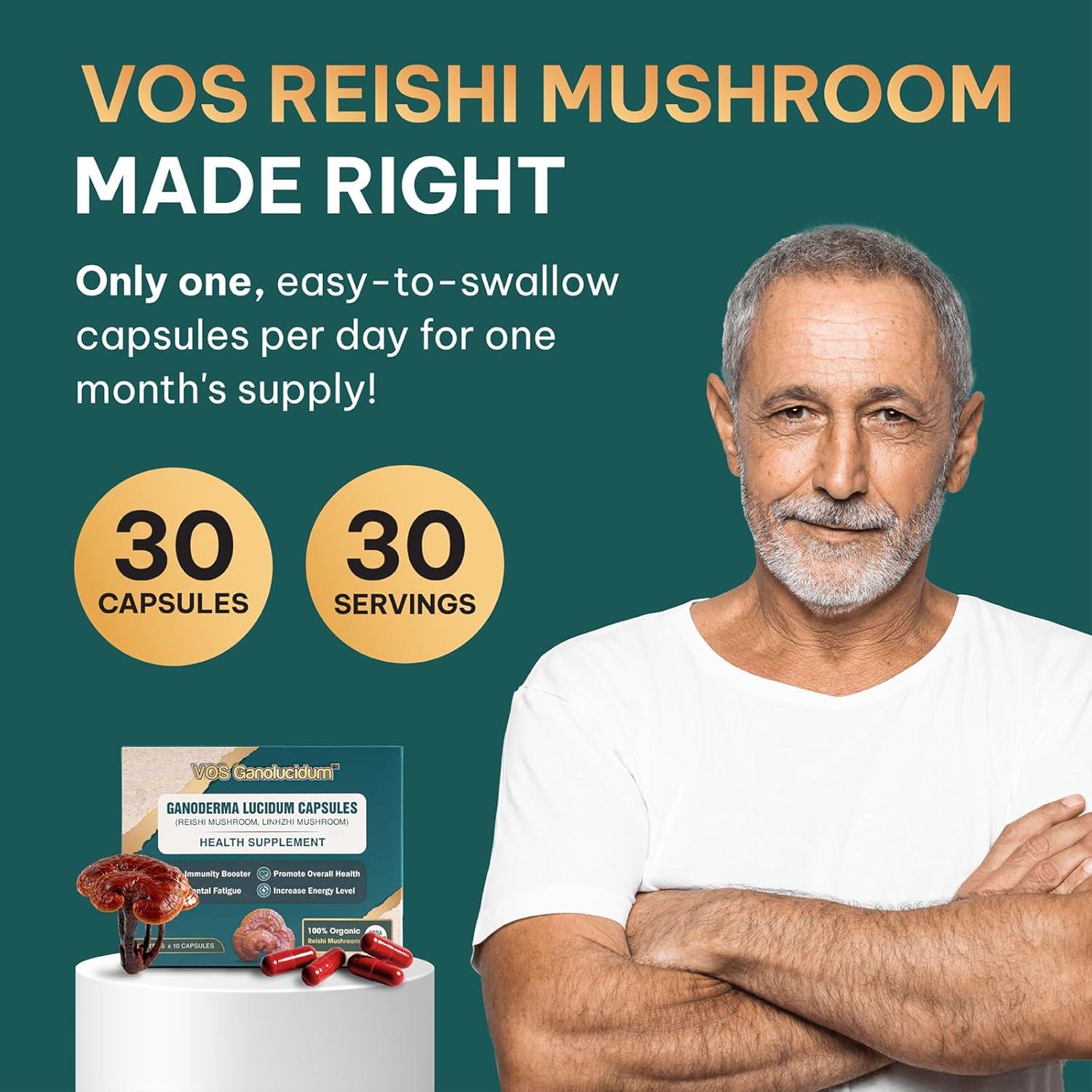 Cápsulas de Hongo Reishi Rojo Ganoderma lucidum 70mg 30 Unidades