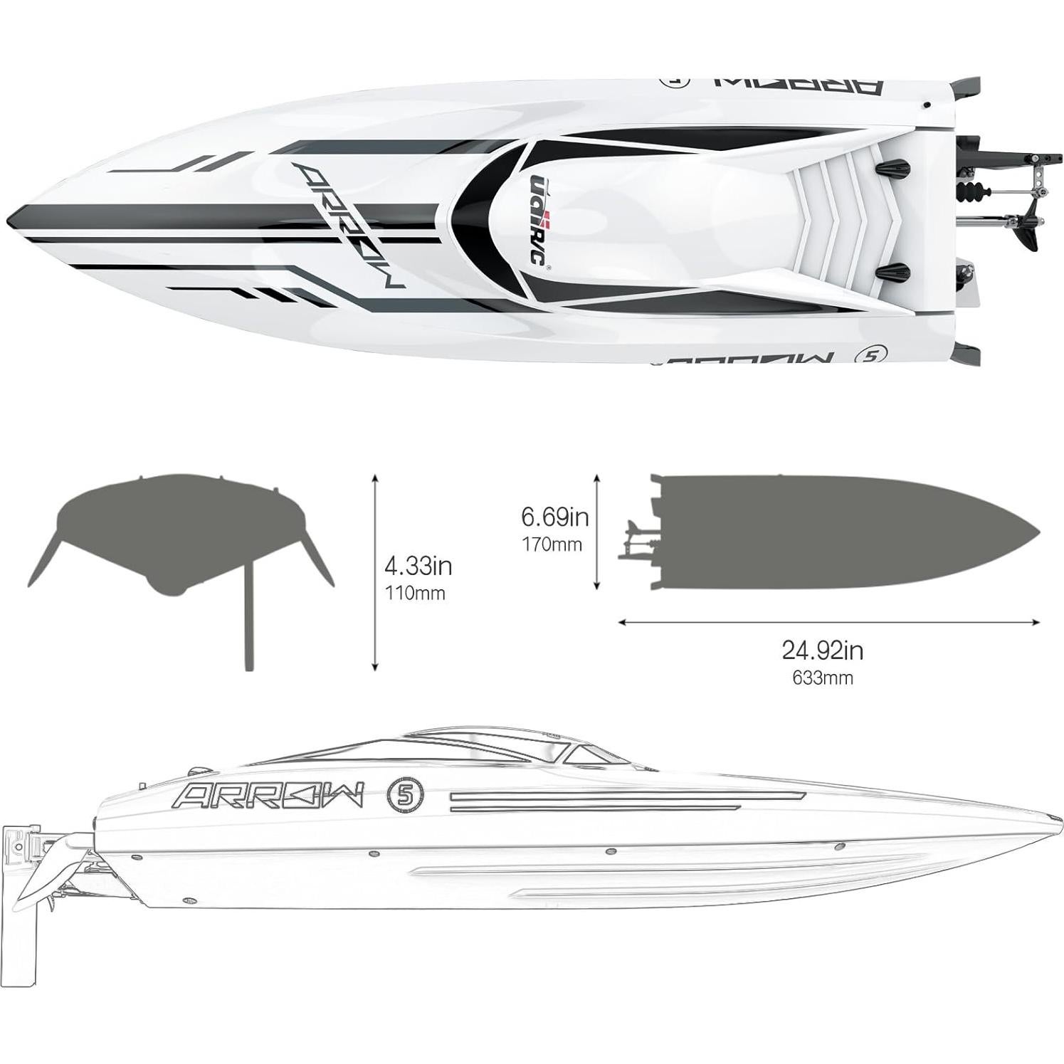 Barco RC UDIRC 63cm Brushless 48 km/h para Adultos y Niños