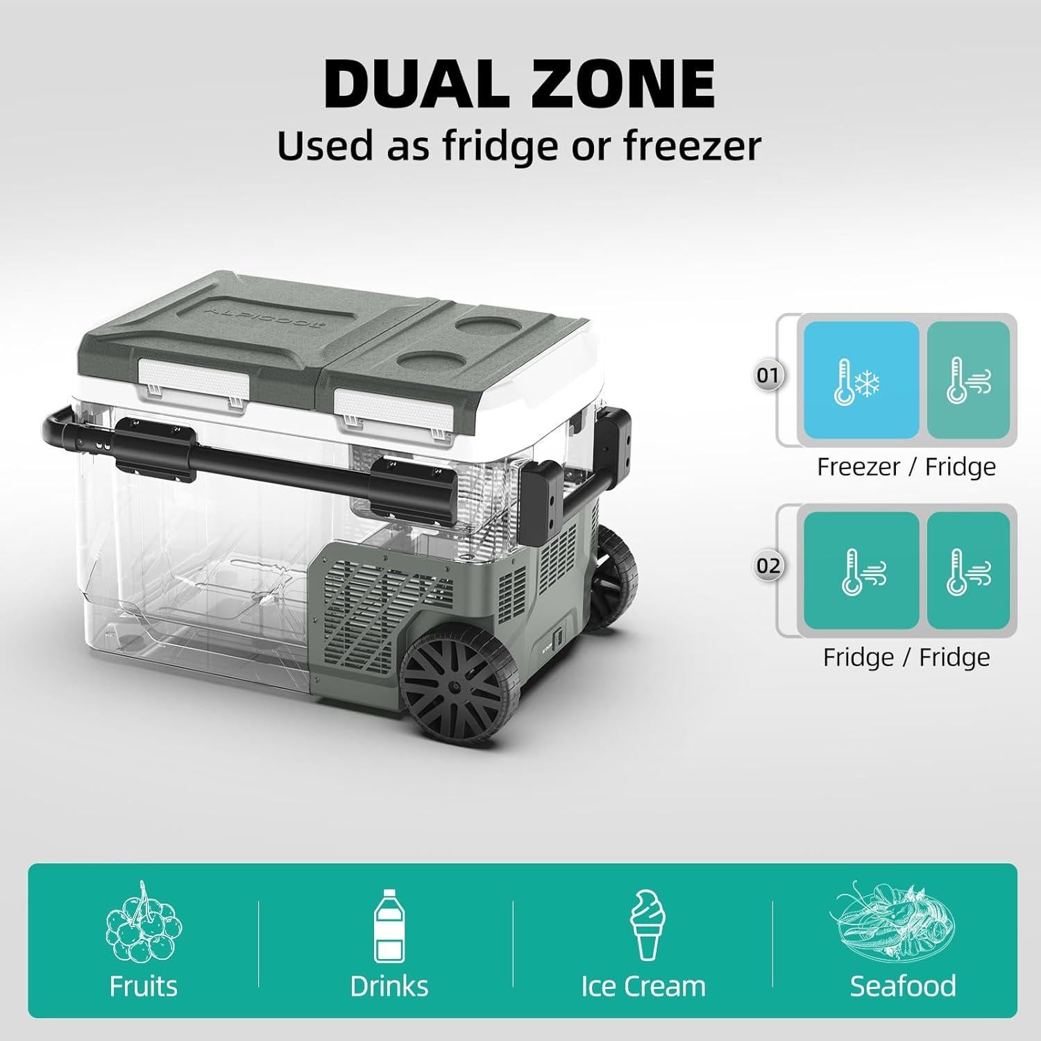 Congelador Portátil Alpicool ZAW50 49L 12V Doble Zona