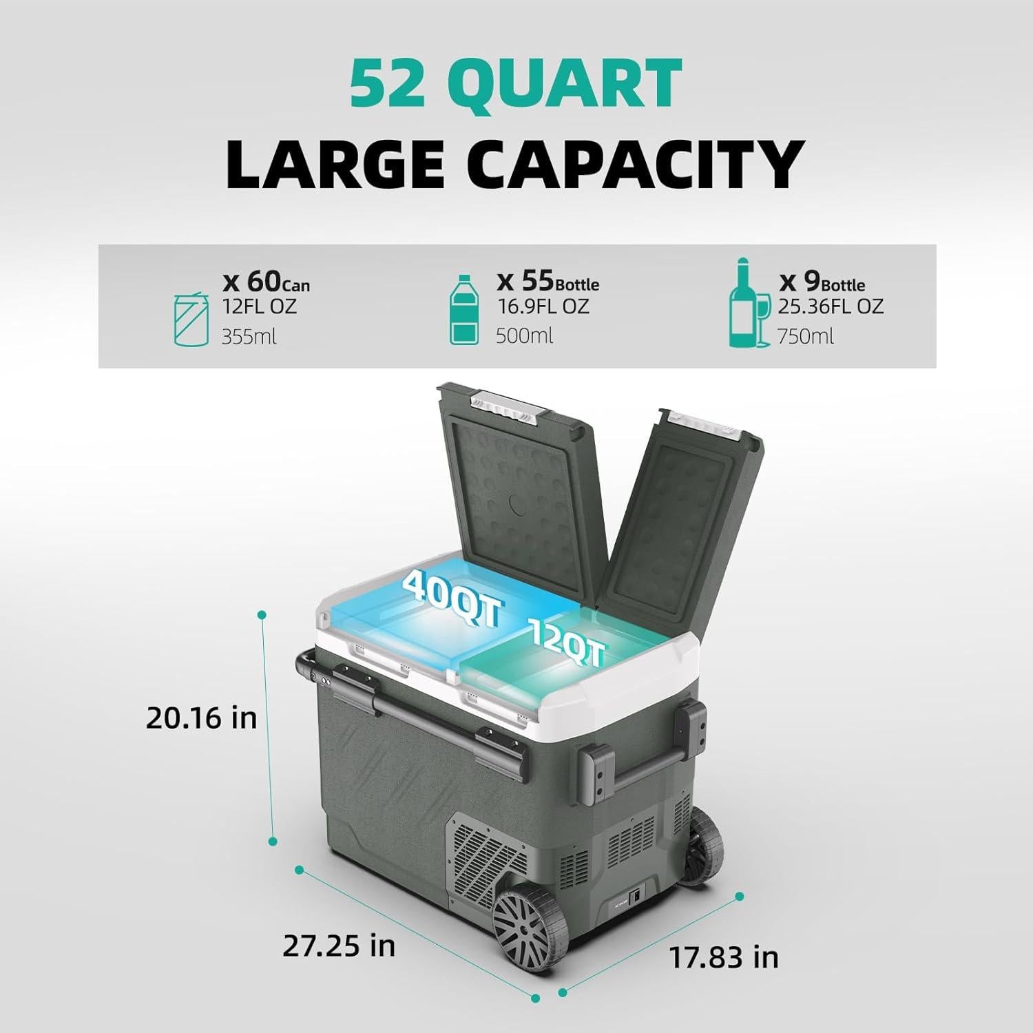Congelador Portátil Alpicool ZAW50 49L 12V Doble Zona