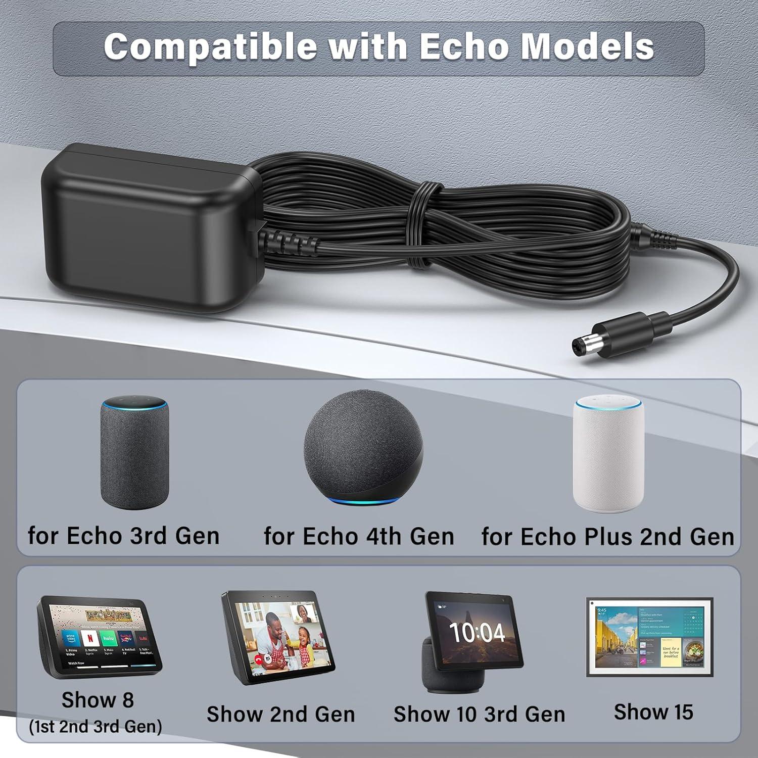 Cargador 18V HIENADTOR para Echo 3ra y 4ta Gen, Show 8