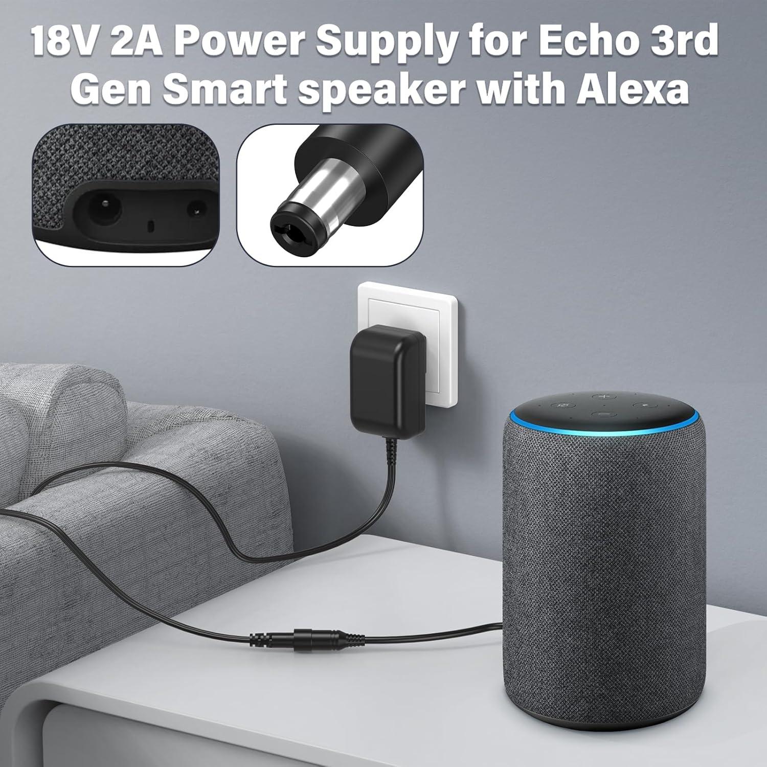 Cargador 18V HIENADTOR para Echo 3ra y 4ta Gen, Show 8