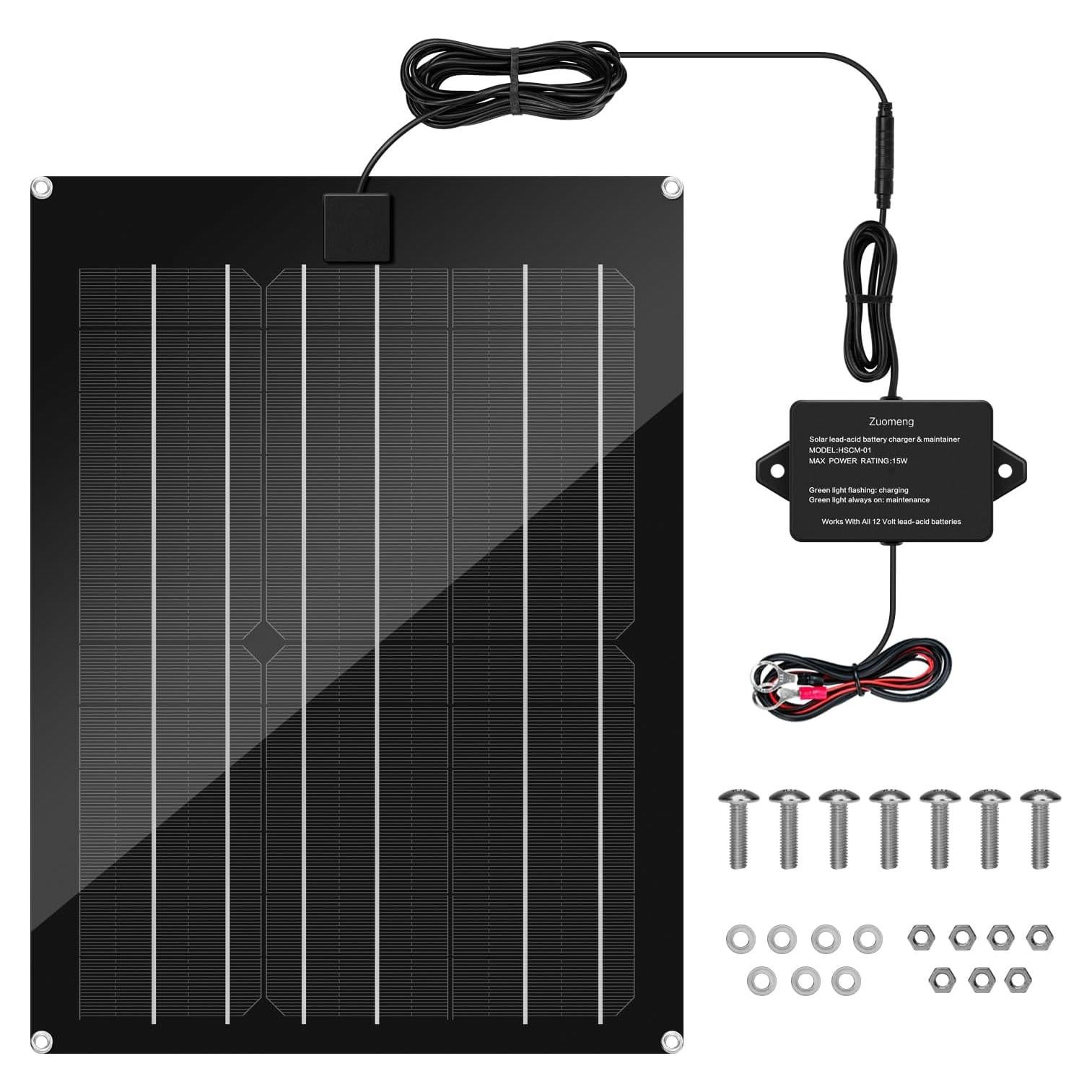 Cargador Solar Zuomeng 15W para Batería 12V Impermeable