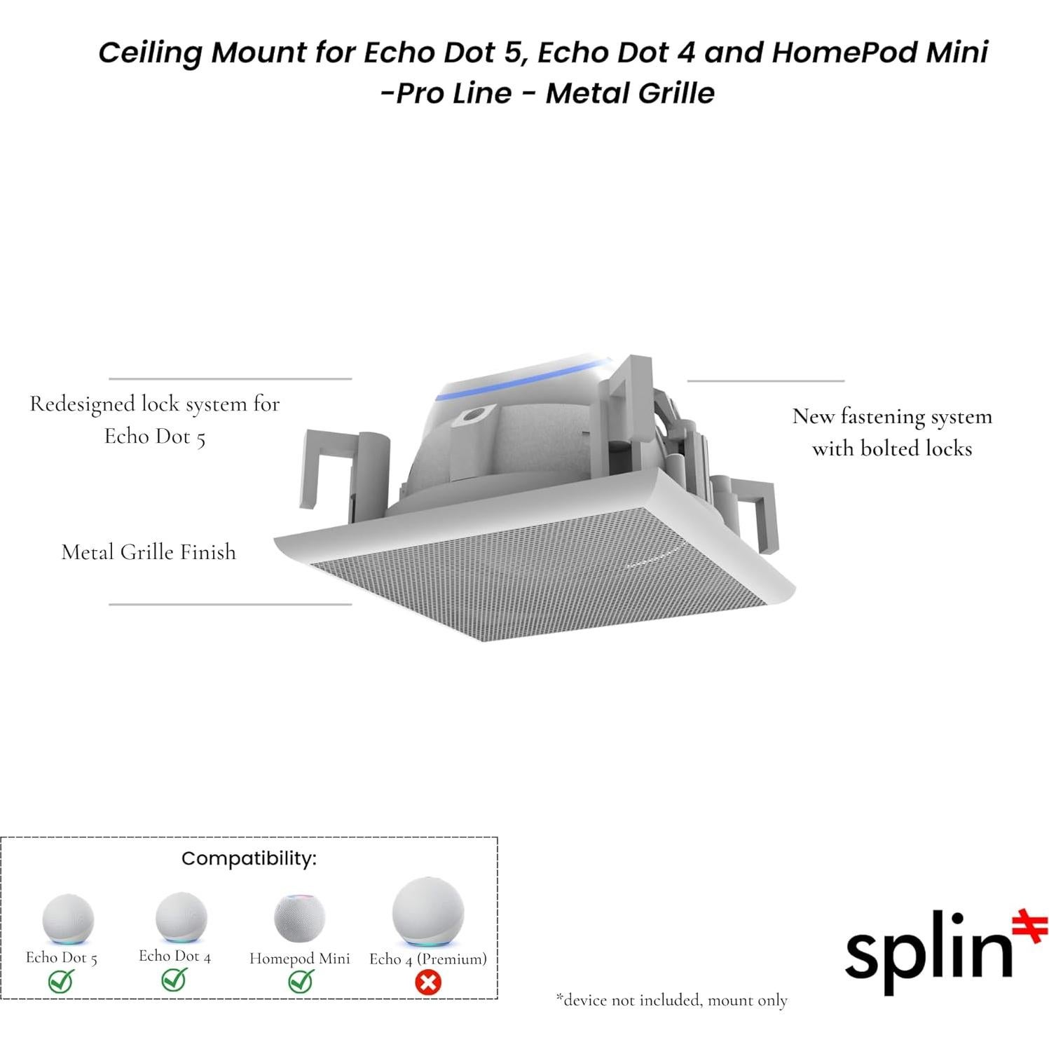 Soporte de Techo Splin Pro para Alexa Echo Dot y HomePod Mini