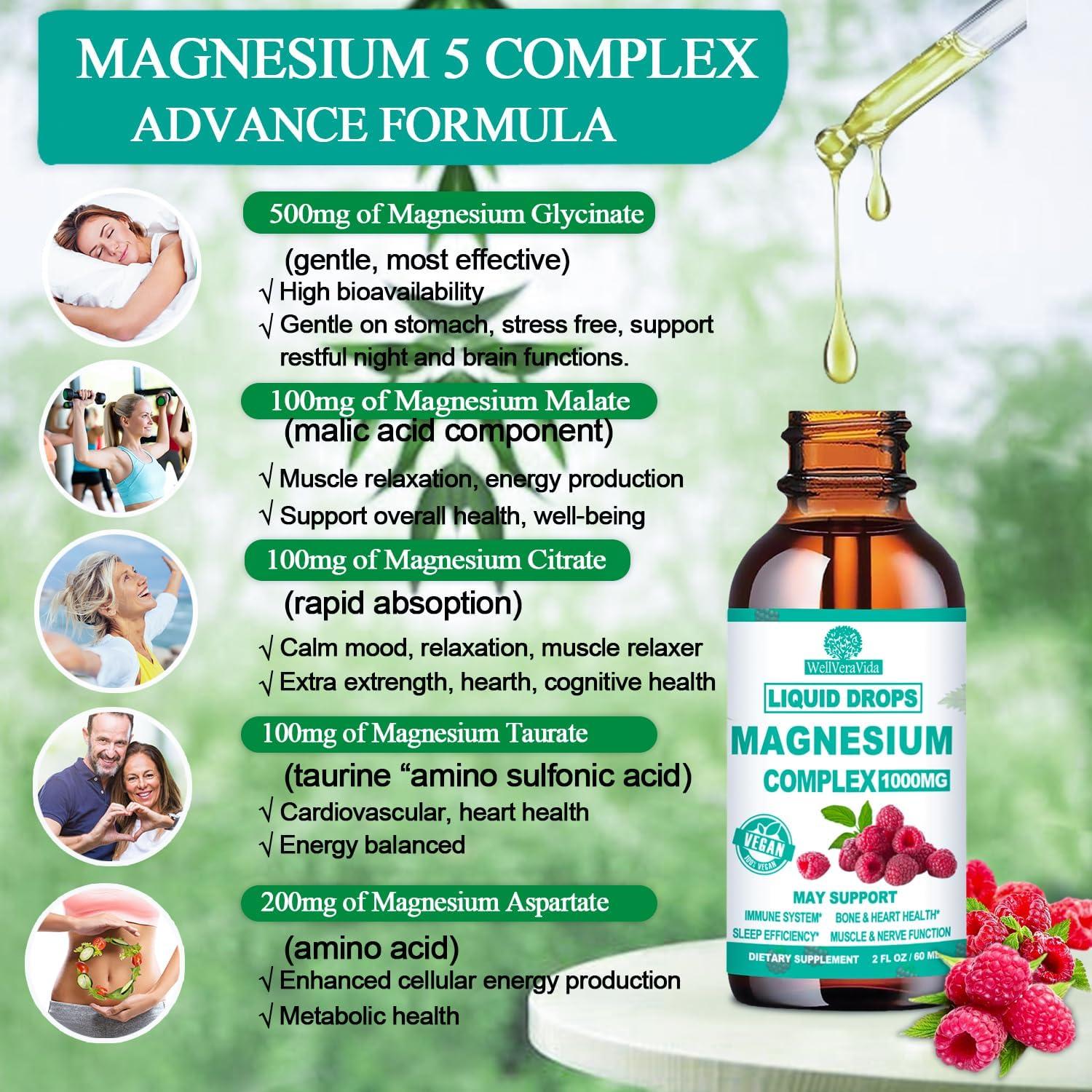 Gotas Líquidas de Magnesio 5 Complejo WellVeraVida 60ml