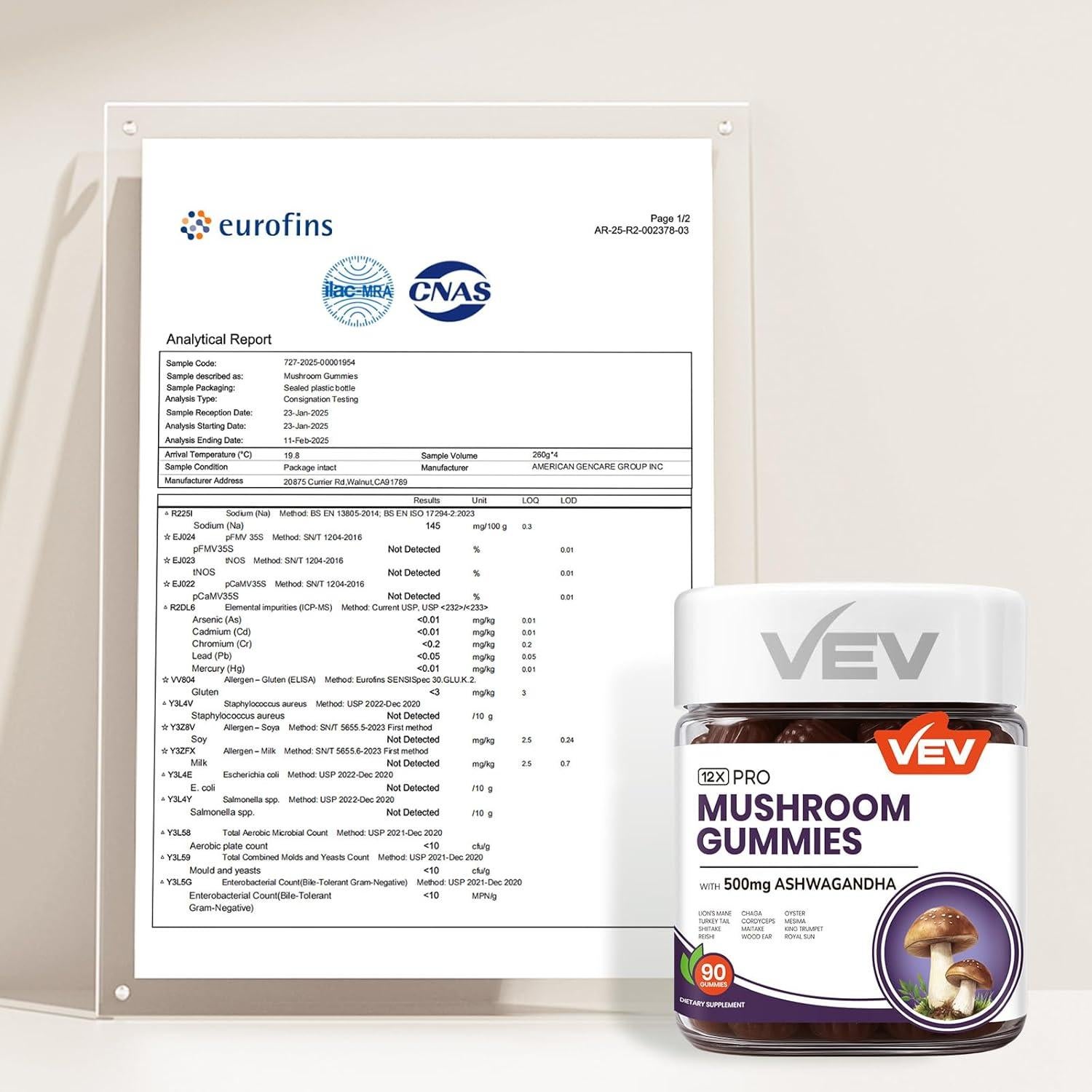 Gomitas de Hongo VEV 90 unidades - Suplemento Vegano con Ashwagandha