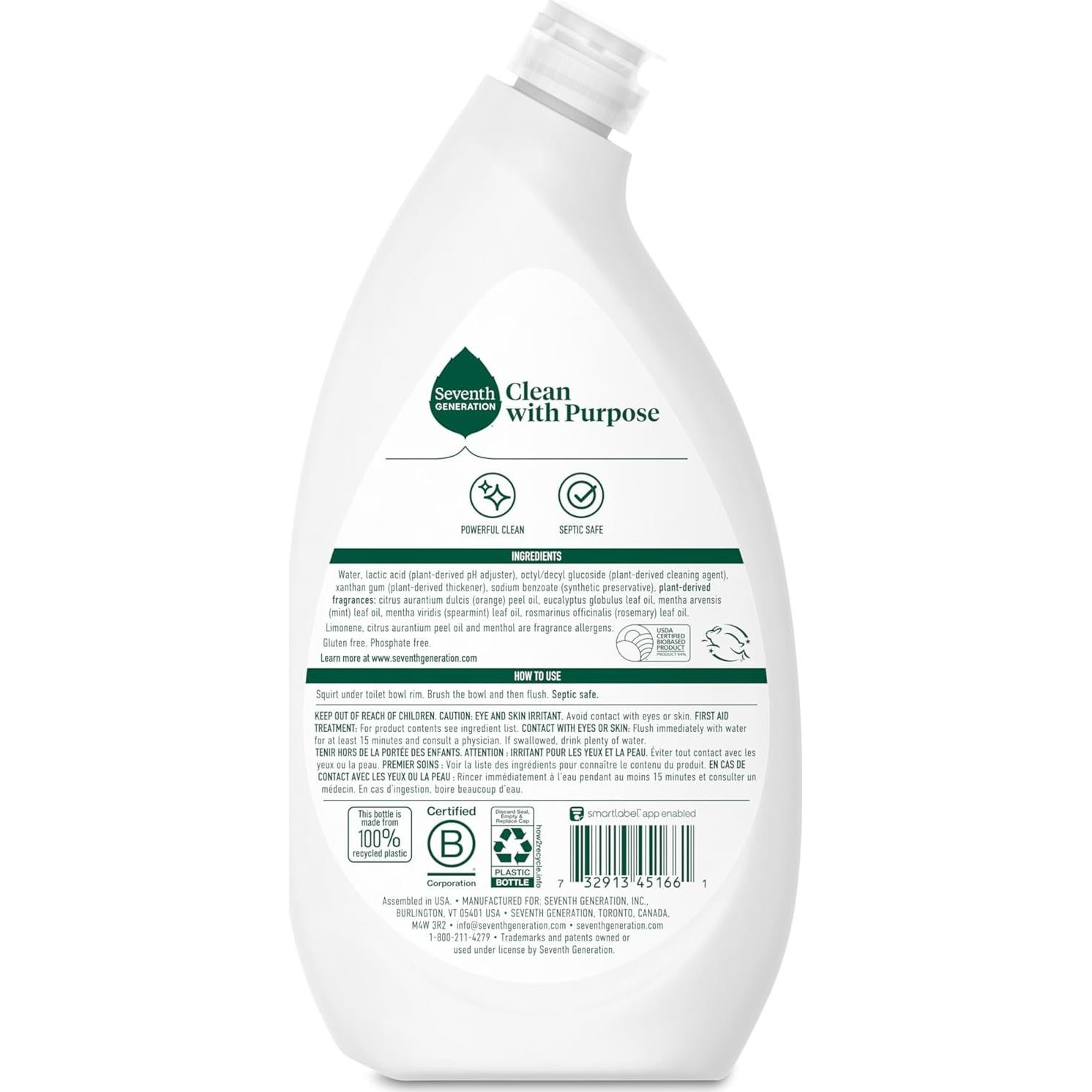 Limpiador de Inodoro Seventh Generation Menta 4 Paquetes 24 oz