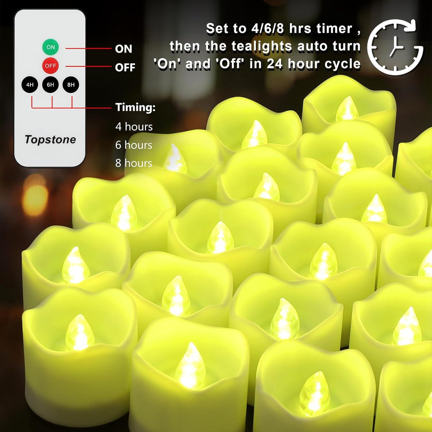 Tealights LED Topstone con Control Remoto y Temporizador, 12 pcs