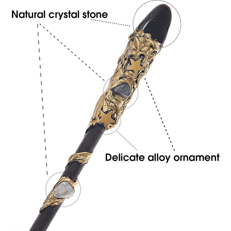 Varita Mágica de Cristal Negro Bubbmi 32 cm para Cosplay