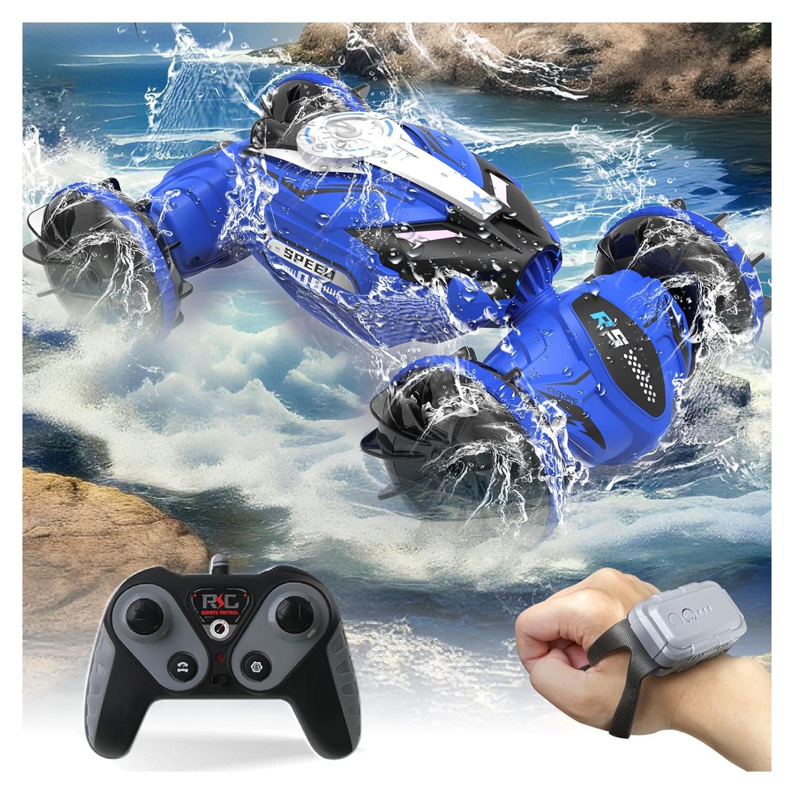 Coche RC Anfibio FEIMUOSI 4WD Impermeable Azul 17.78cm