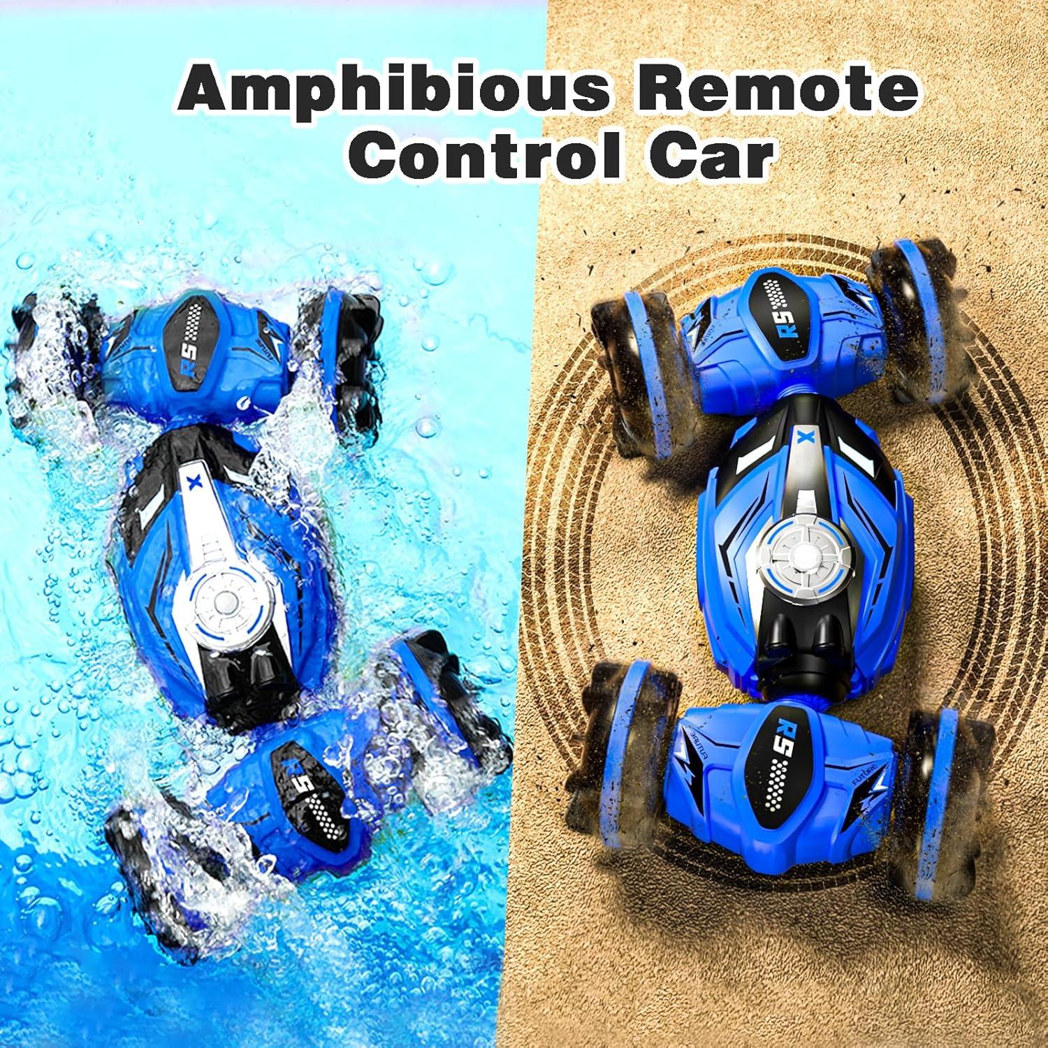 Coche RC Anfibio FEIMUOSI 4WD Impermeable Azul 17.78cm
