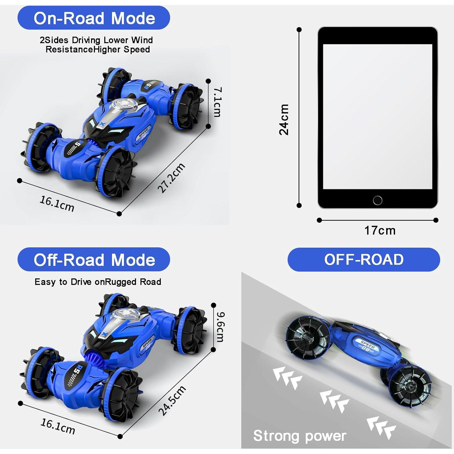 Coche RC Anfibio FEIMUOSI 4WD Impermeable Azul 17.78cm