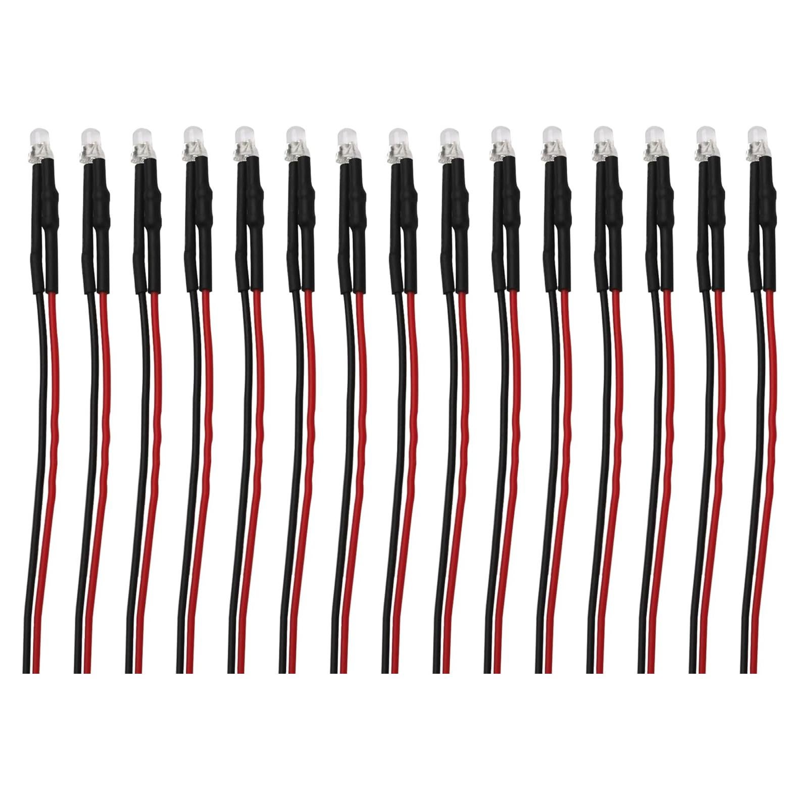 15 Diodos LED Pre Cableados 12V HIRCQOO para RC 3mm Amarillo