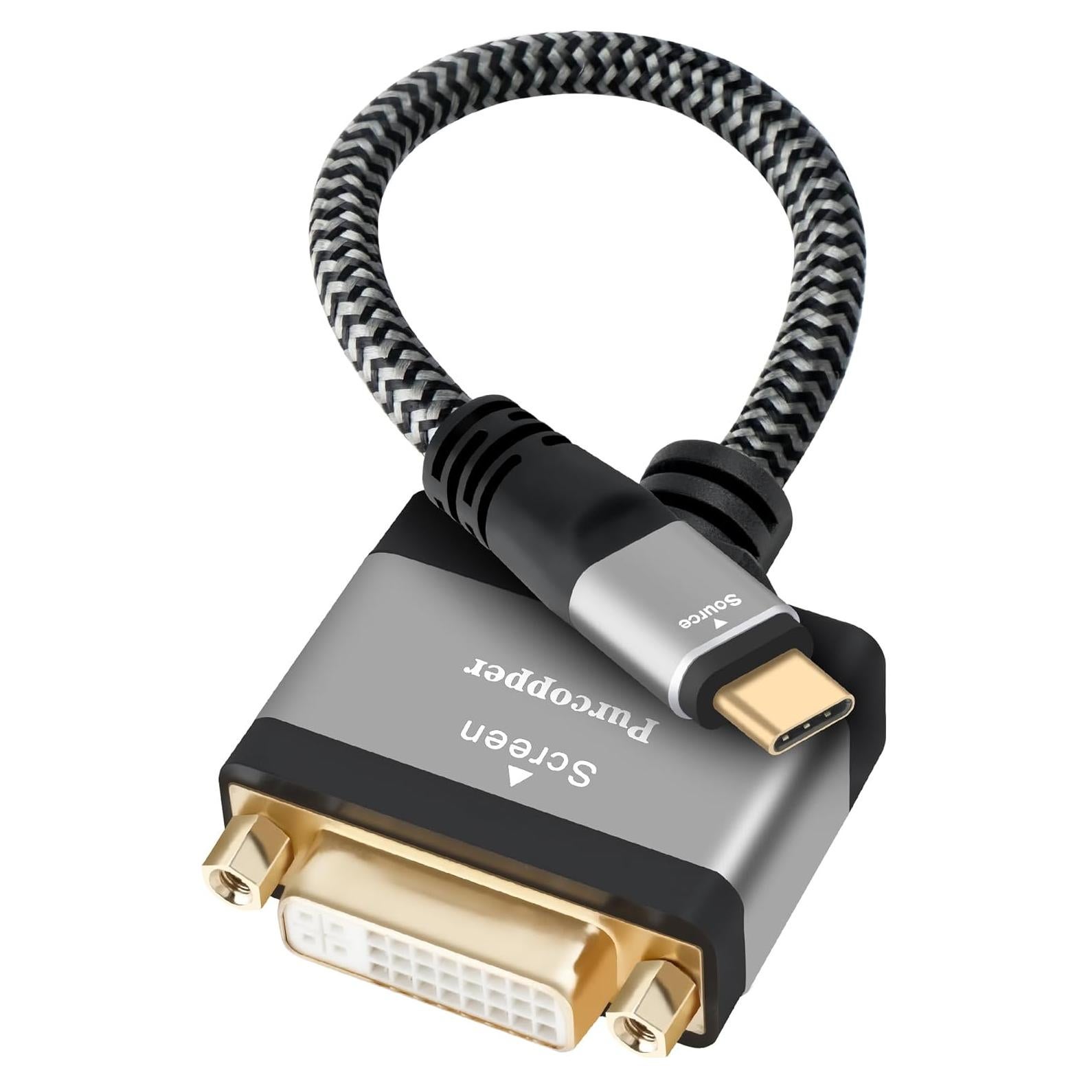 Adaptador USB C a DVI 4K Purcopper 0.18m Macho a Hembra