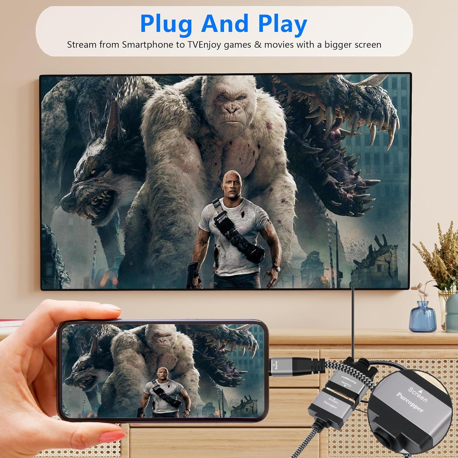 Adaptador USB C a DVI 4K Purcopper 0.18m Macho a Hembra