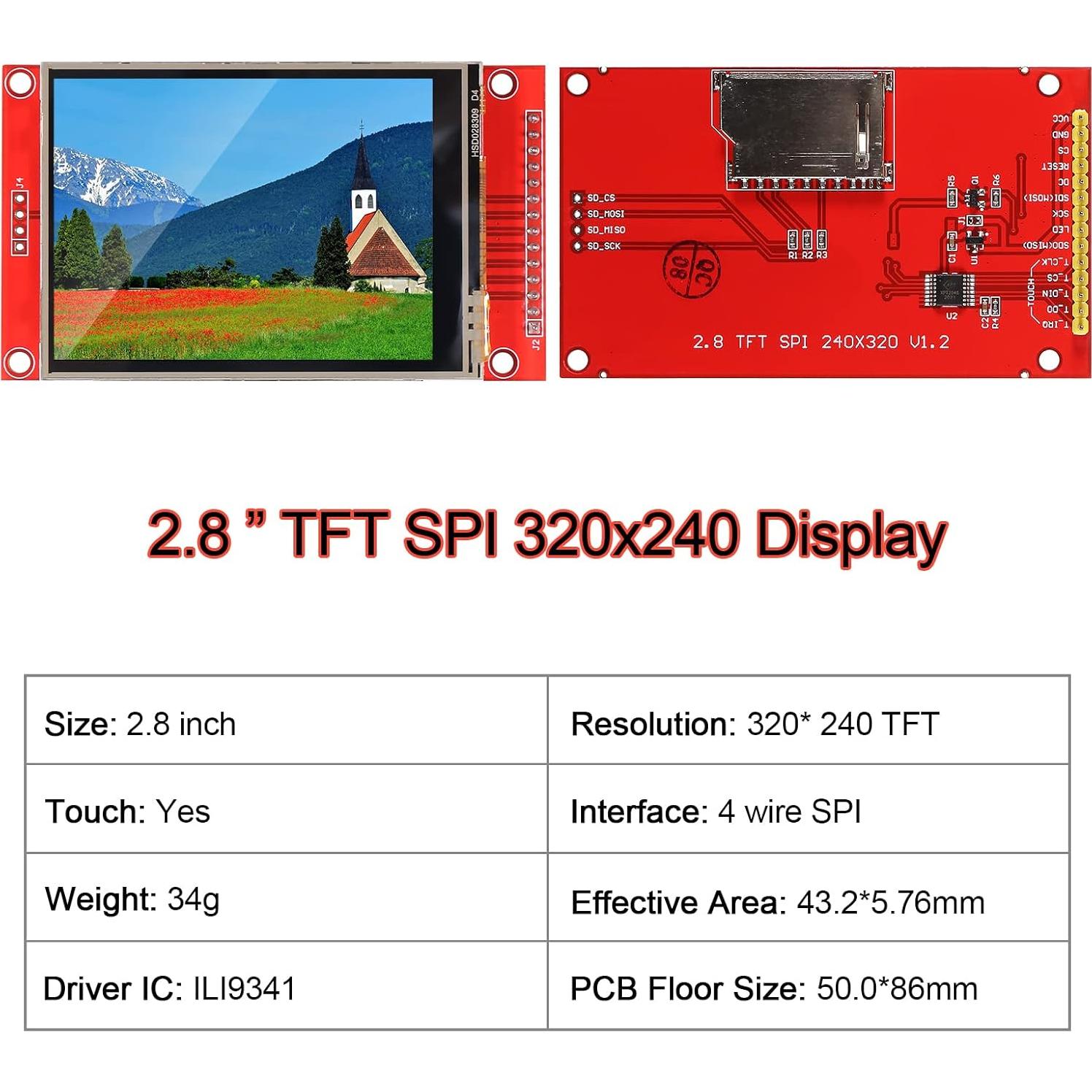 Pantalla Táctil SPI TFT LCD DIANN 2.8" 320x240 RGB