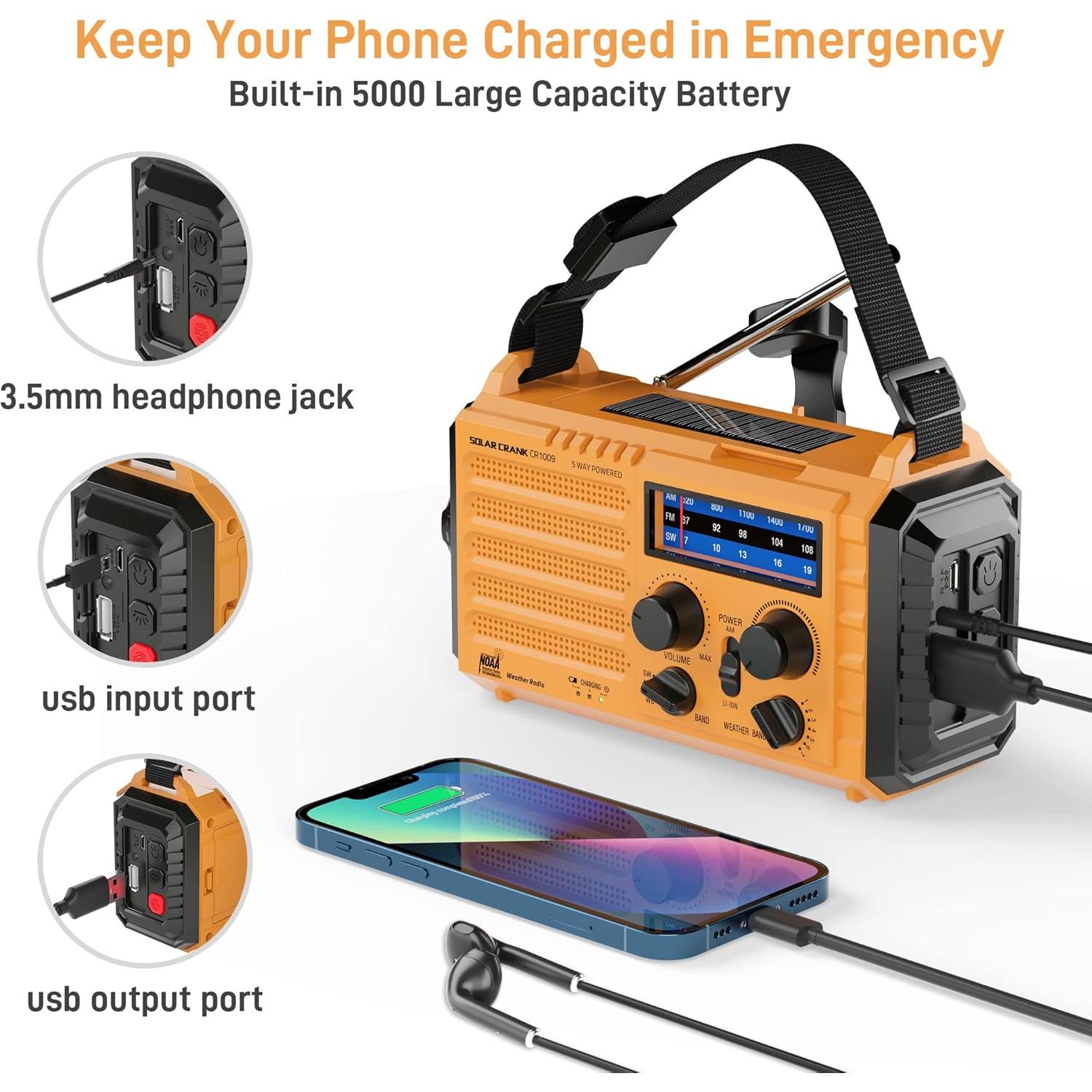 Radio de Emergencia NOAA Bestway 5000mAh con Linterna