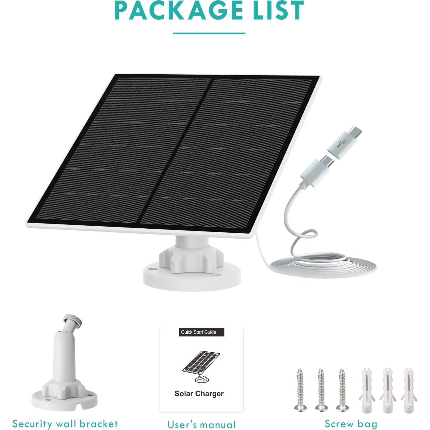Panel Solar 5W EverExceed para Cámara de Seguridad USB-C