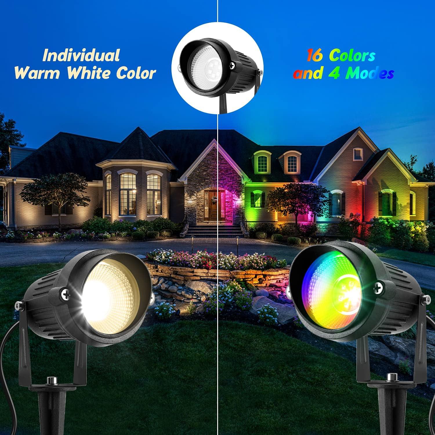 Luces de Paisaje LED RGBW Junview 10W 14 Paquetes Impermeables