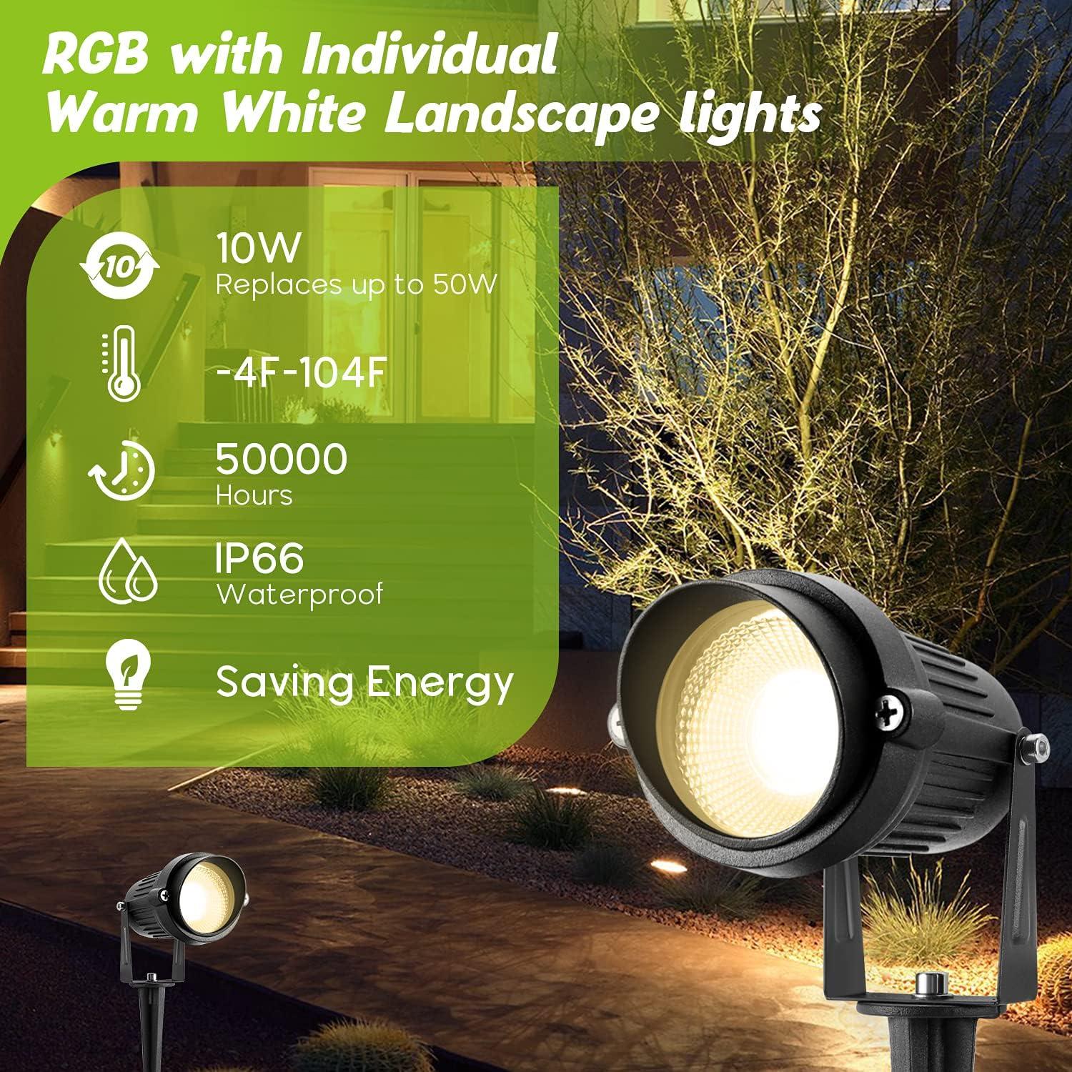 Luces de Paisaje LED RGBW Junview 10W 14 Paquetes Impermeables