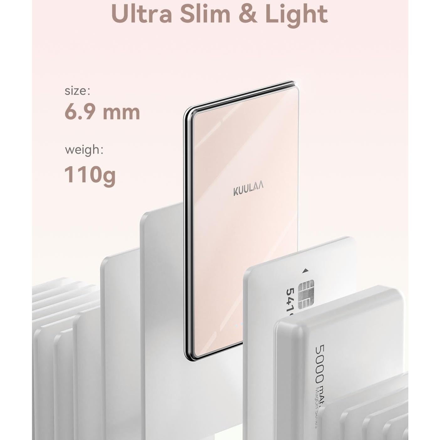 Batería Portátil MagSafe Kuulaa 5000mAh Rosa Carga Rápida