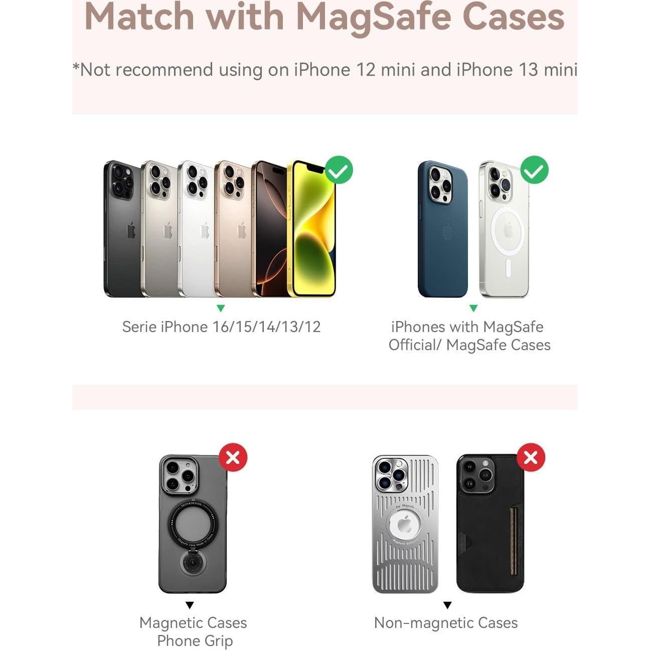 Batería Portátil MagSafe Kuulaa 5000mAh Rosa Carga Rápida