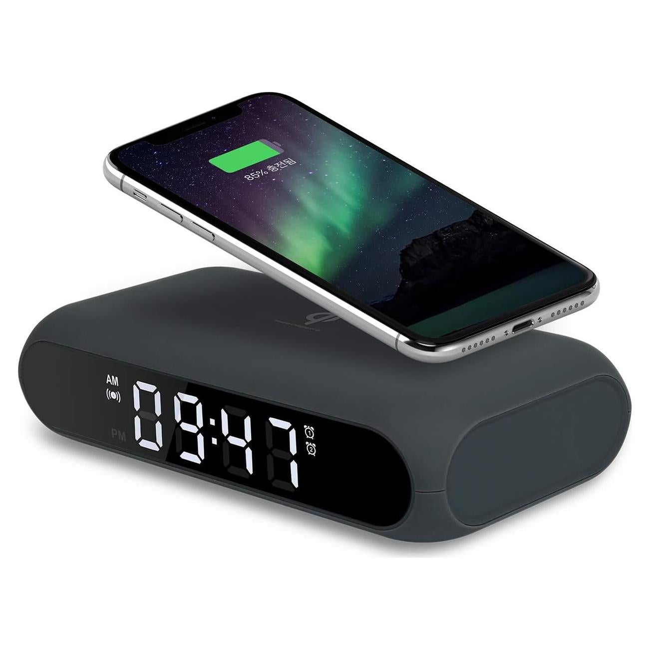 Reloj de Mesa Espejo mooas Slim Carga Inalámbrica Qi Gris