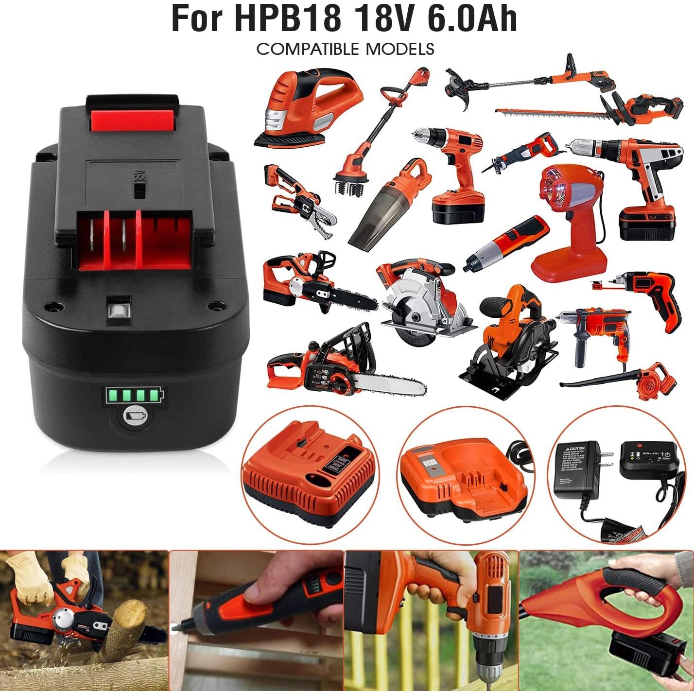 Batería de iones de litio 6.0Ah TenHutt para Black & Decker 18V