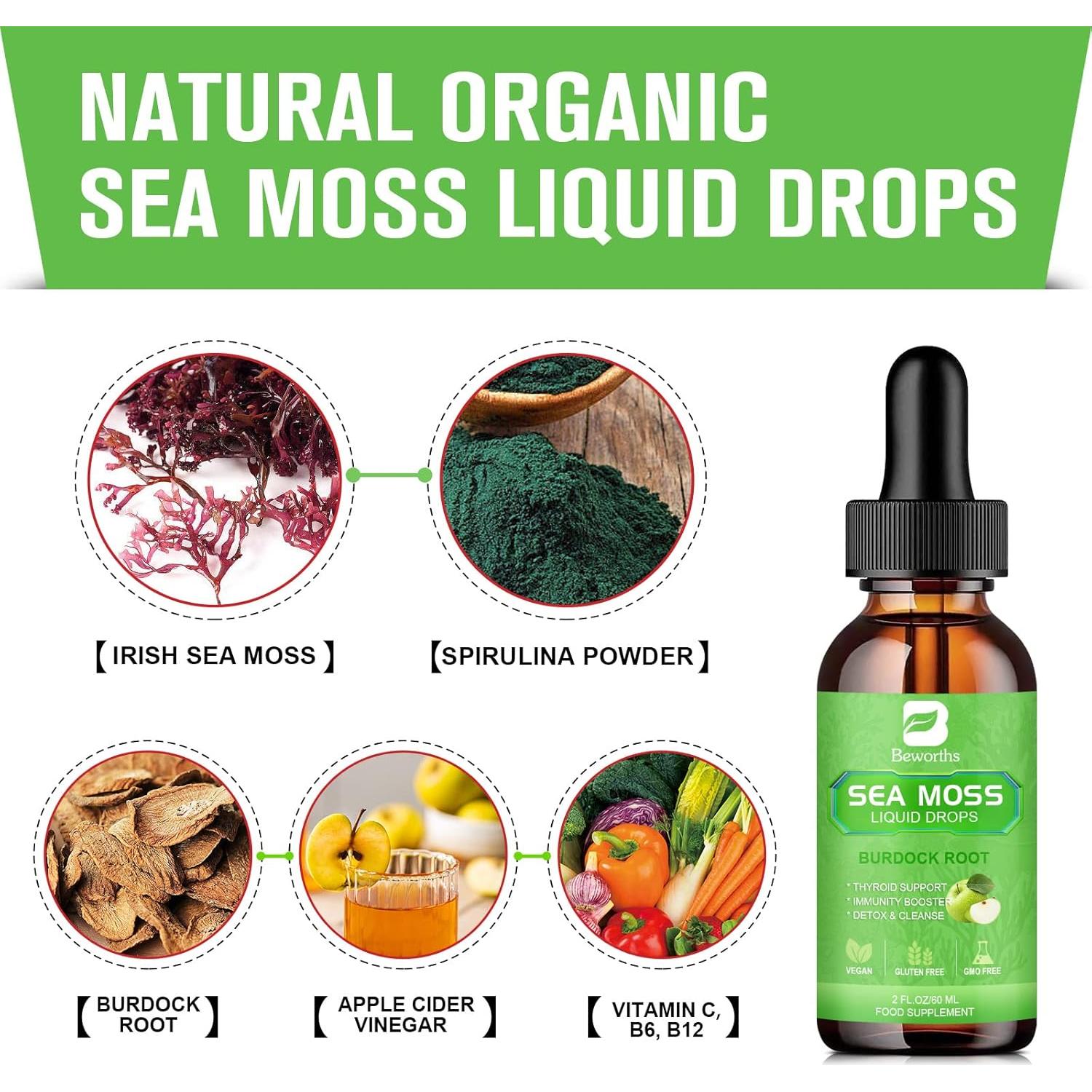 Gotas Líquidas de Musgo Marino Orgánico B BEWORTHS 140g