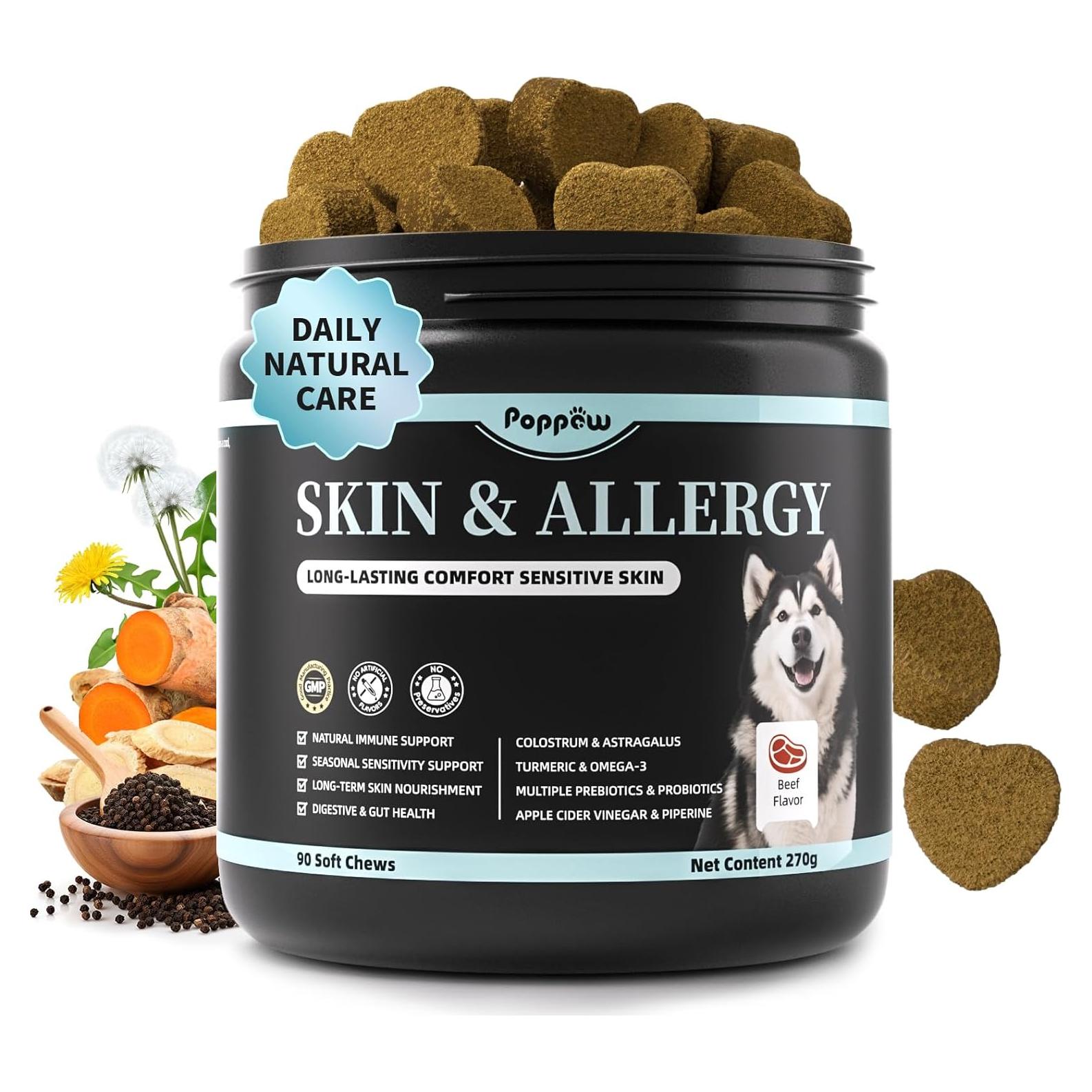 Masticables Probioticos para Perros POPPAW - Alivio Alergias 90 Unidades