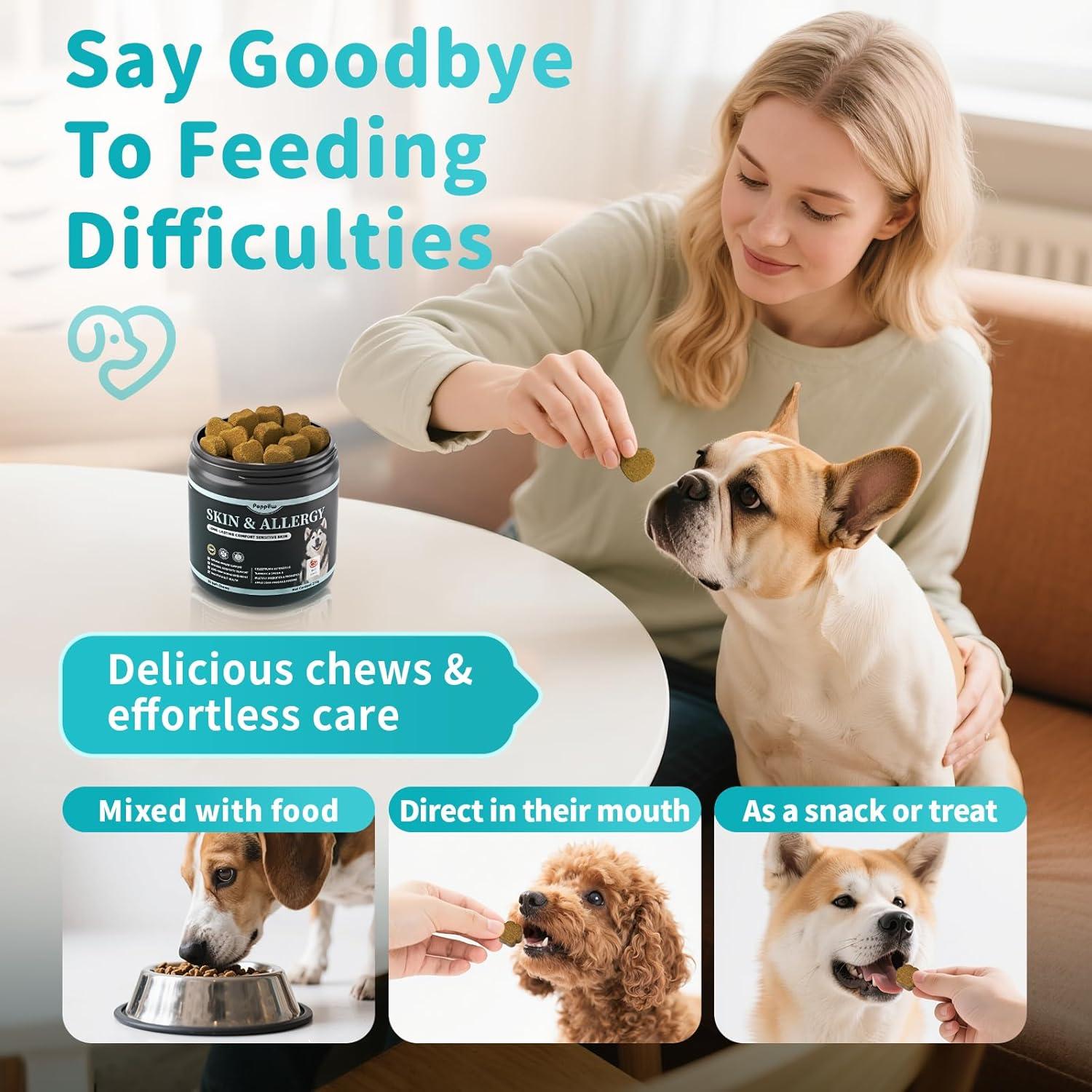 Masticables Probioticos para Perros POPPAW - Alivio Alergias 90 Unidades