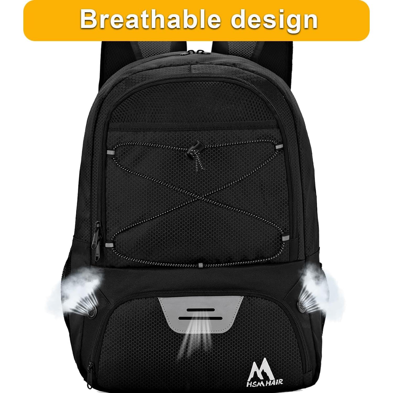 Bolsa de Fútbol Hsmihair Negra con Compartimento Ventilado