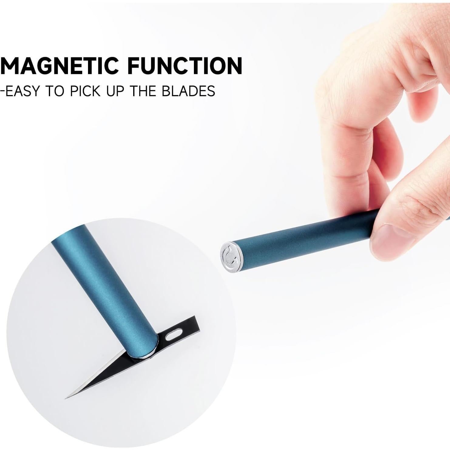 Cuchillo de Manualidades FOSHIO Azul con 10 Cuchillas de Repuesto