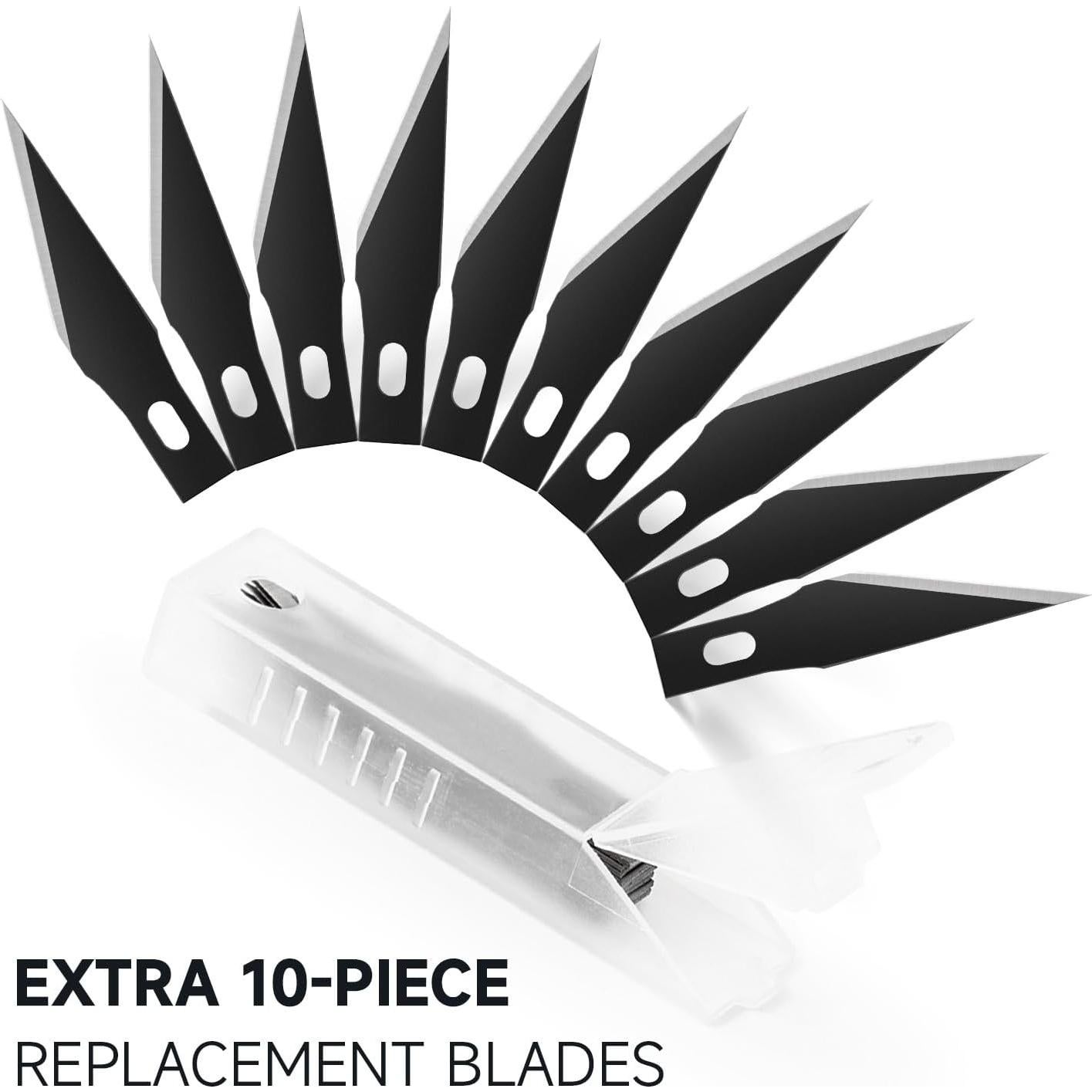 Cuchillo de Manualidades FOSHIO Azul con 10 Cuchillas de Repuesto