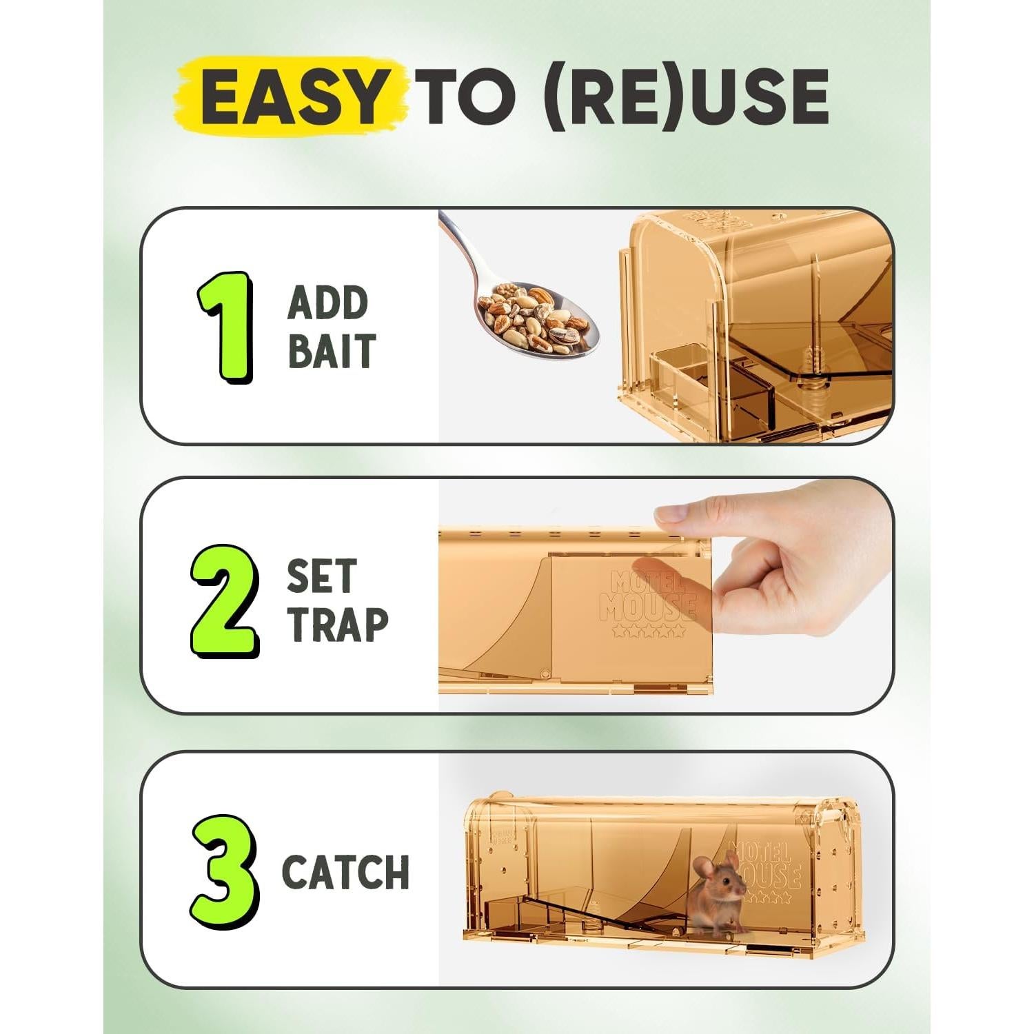 Trampas Humanas para Ratones Motelmouse - Paquete de 4 Reutilizables